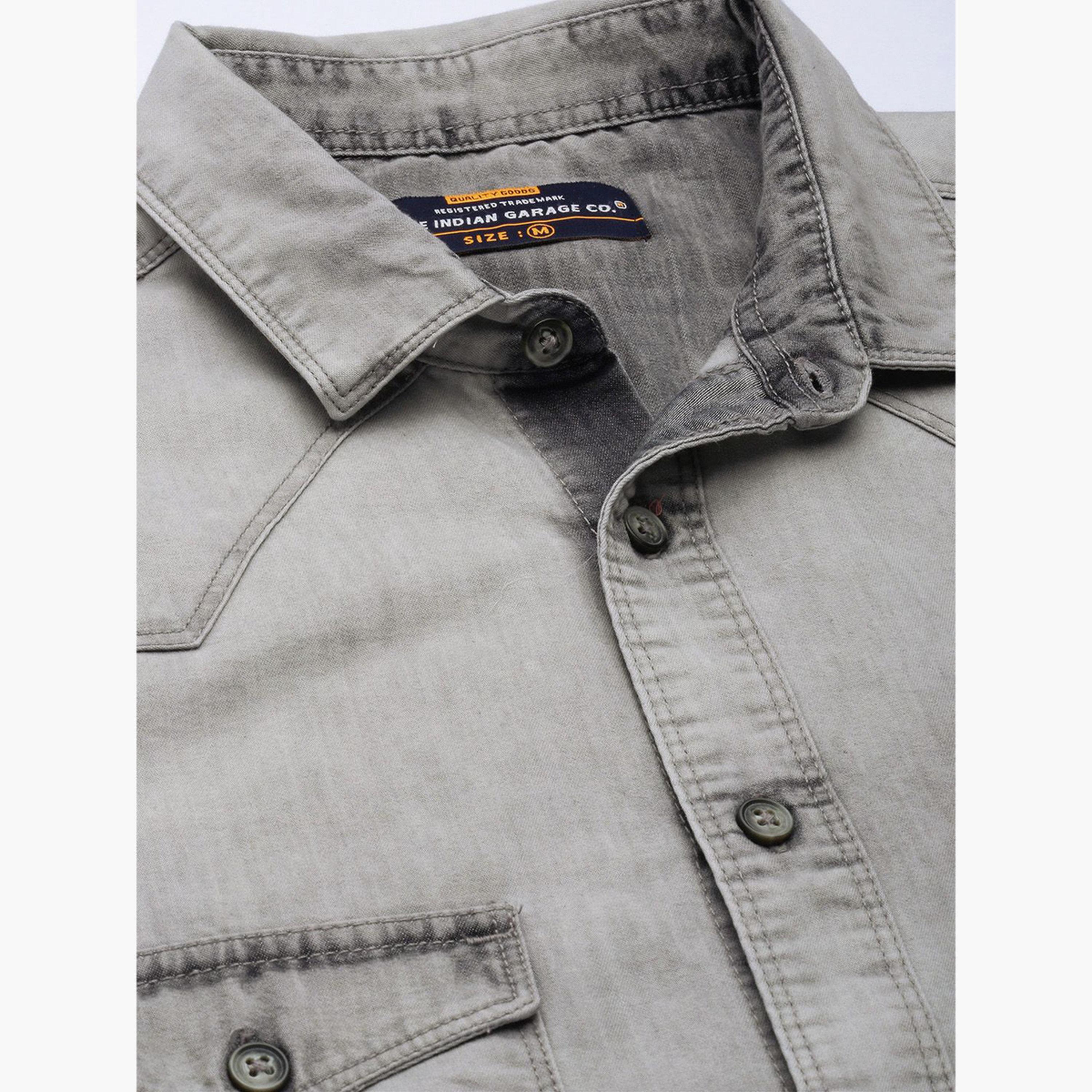 The Indian Garage Co X Styli Men Grey Washed Casual Shirt-men-clothing-shirts-image-5