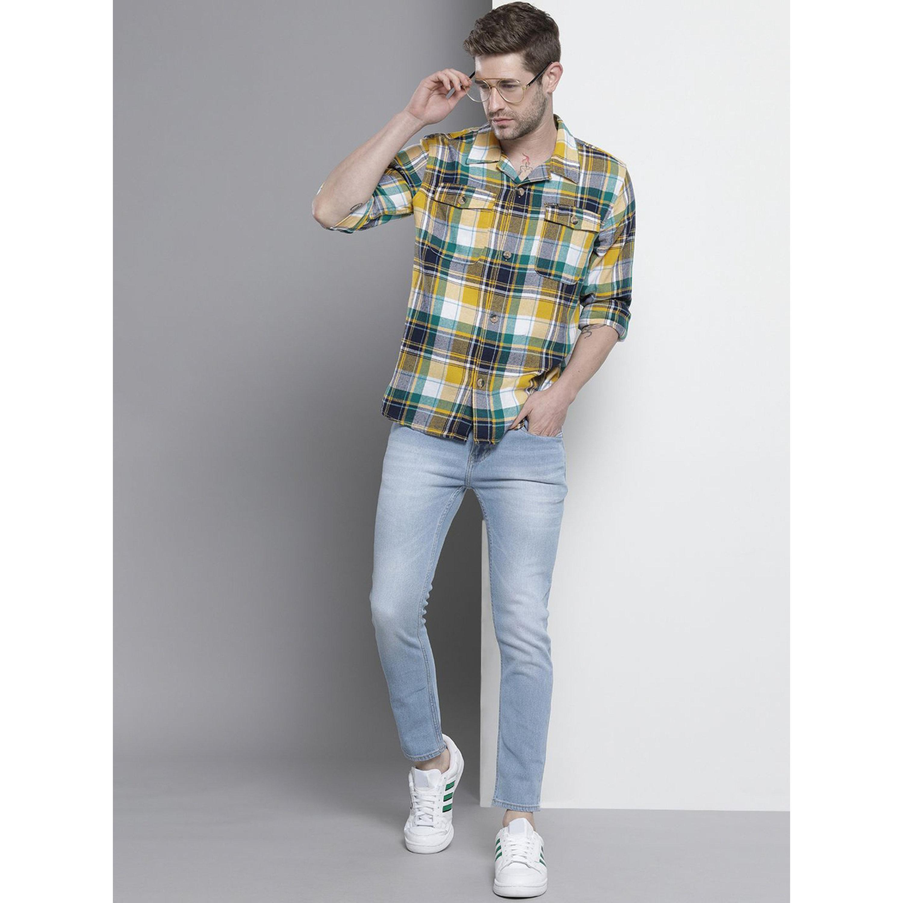 ذا انديان كراج كو × ستايلي - قميص رجالي منقوش لون أصفر-men-clothing-shirts-image-2