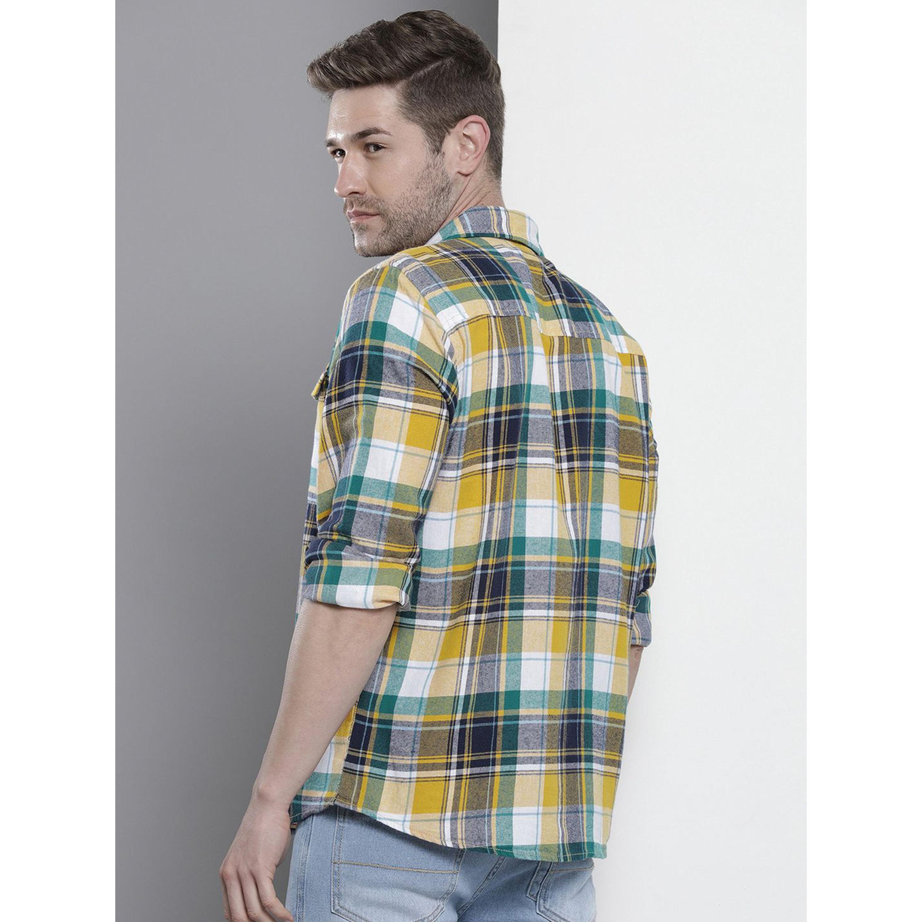 The Indian Garage Co X Styli Men Yellow Checkered Casual Shirt-men-clothing-shirts-image-4