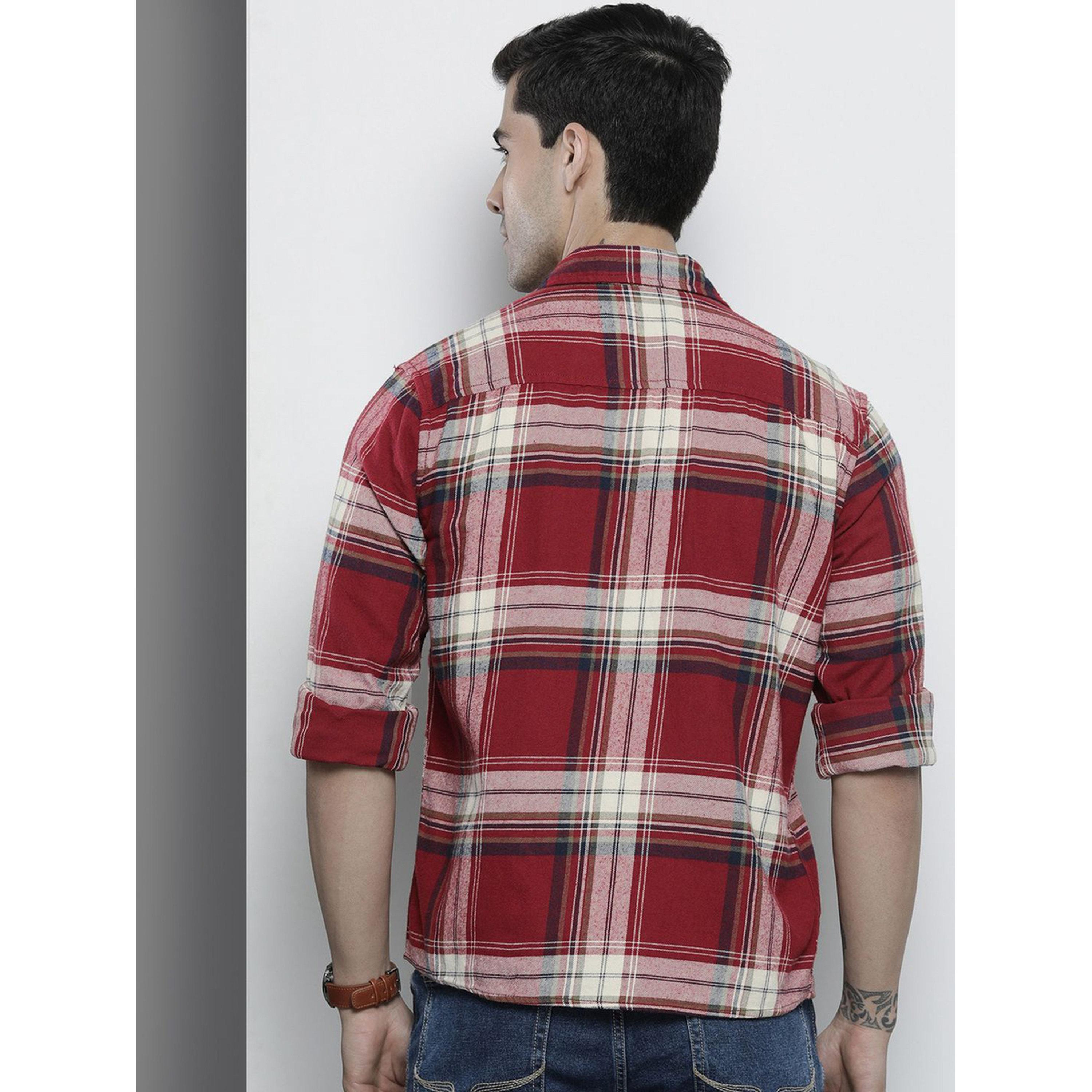 ذا انديان كراج كو × ستايلي - قميص رجالي كاجوال منقوش لون مارون-men-clothing-shirts-image-4