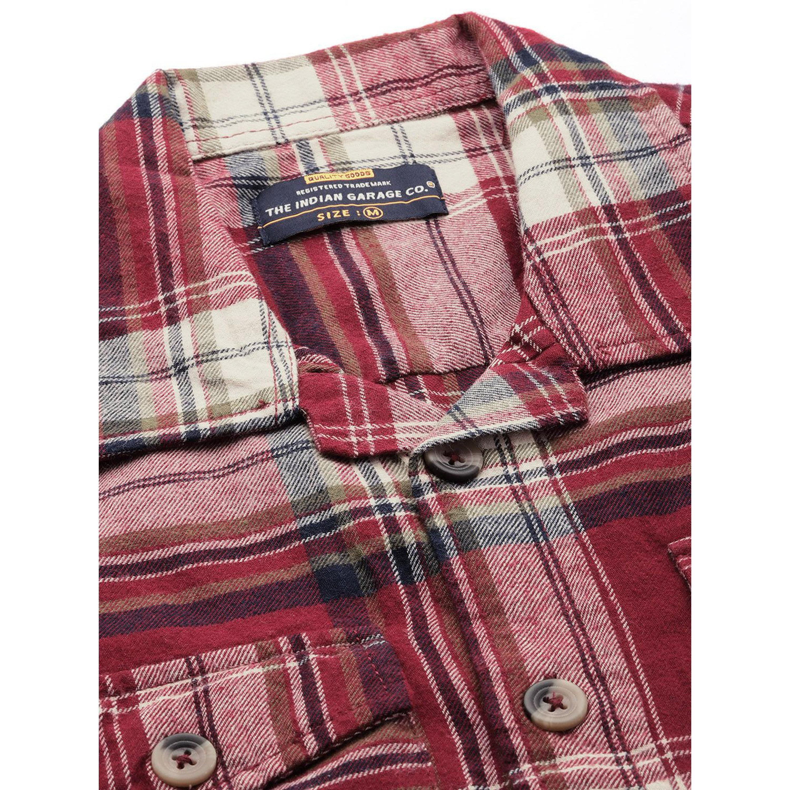 ذا انديان كراج كو × ستايلي - قميص رجالي كاجوال منقوش لون مارون-men-clothing-shirts-image-5