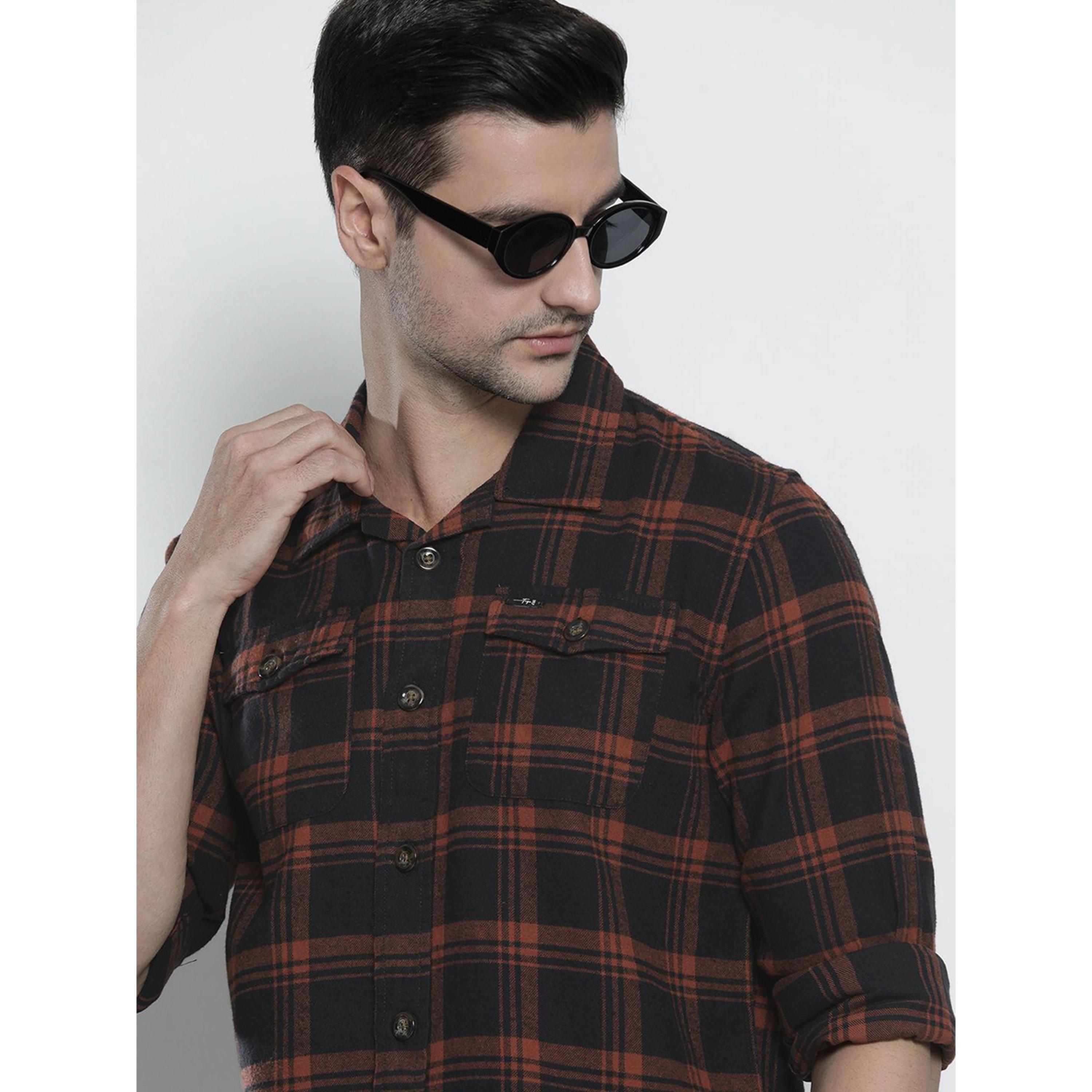The Indian Garage Co X Styli Men Black Plaid Regular Fit Shirt-men-clothing-shirts-image-2