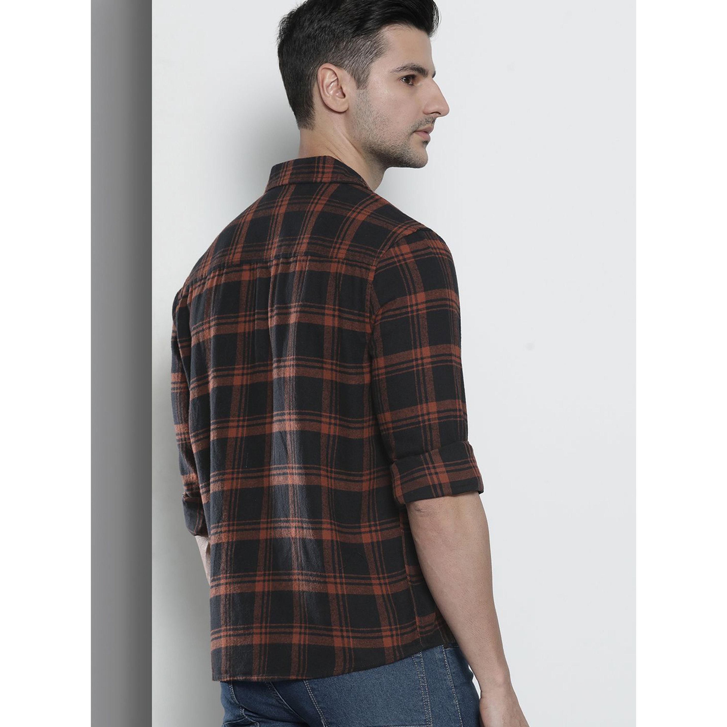 ذا انديان كراج كو × ستايلي - قميص رجالي أسود منقوش بقصّة عادية-men-clothing-shirts-image-4