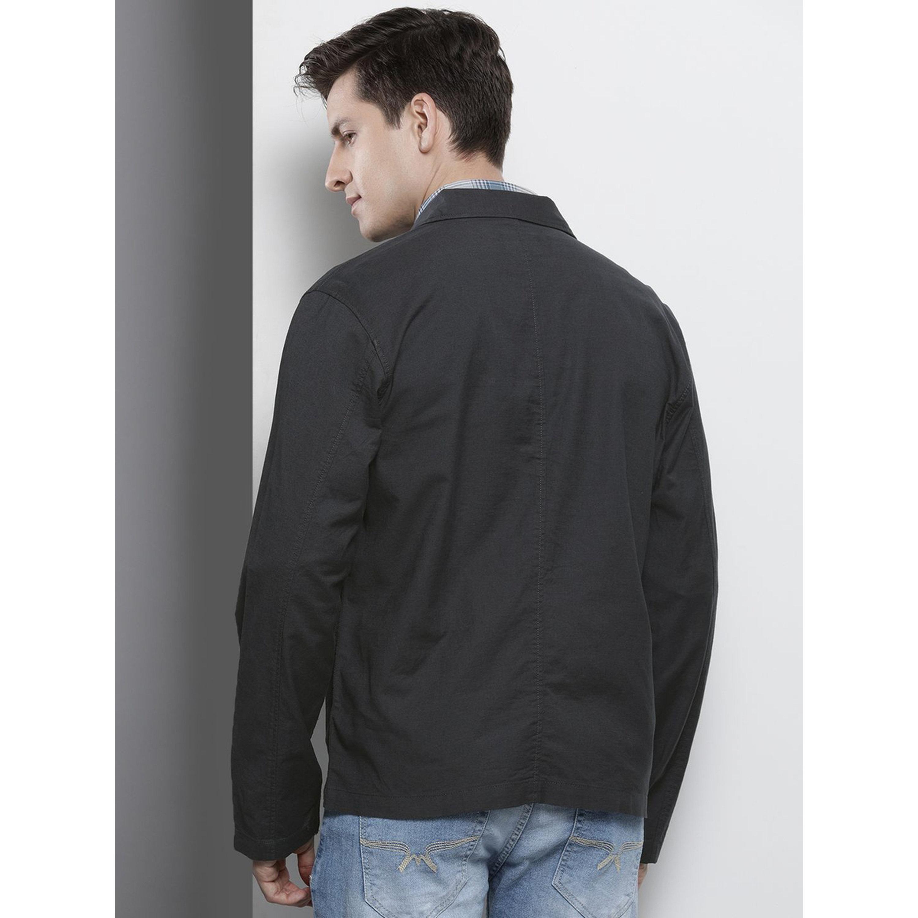 ذا انديان كراج كو × ستايلي - قميص رجالي رمادي سادة بياقة واسعة-men-clothing-shirts-image-4