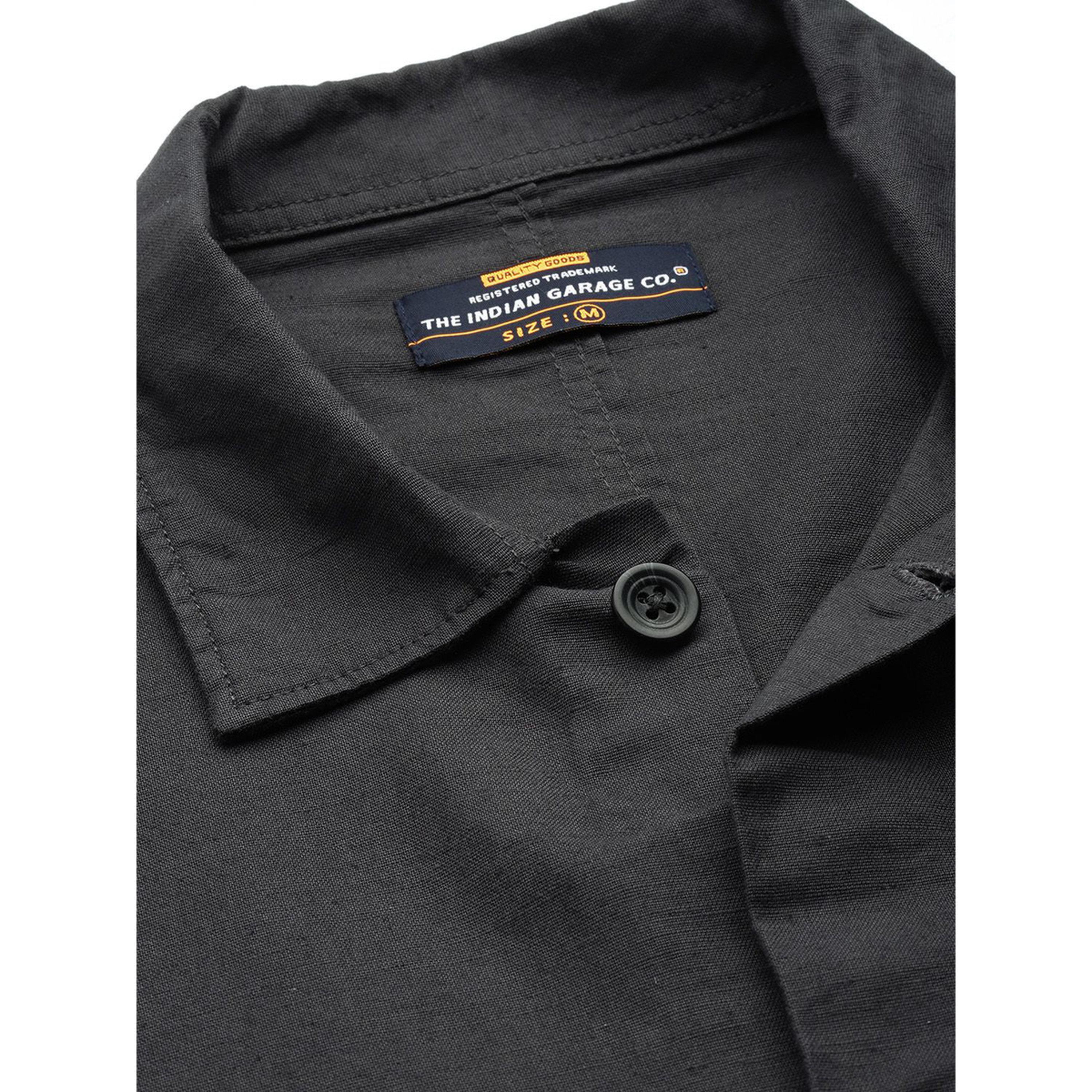 ذا انديان كراج كو × ستايلي - قميص رجالي رمادي سادة بياقة واسعة-men-clothing-shirts-image-5