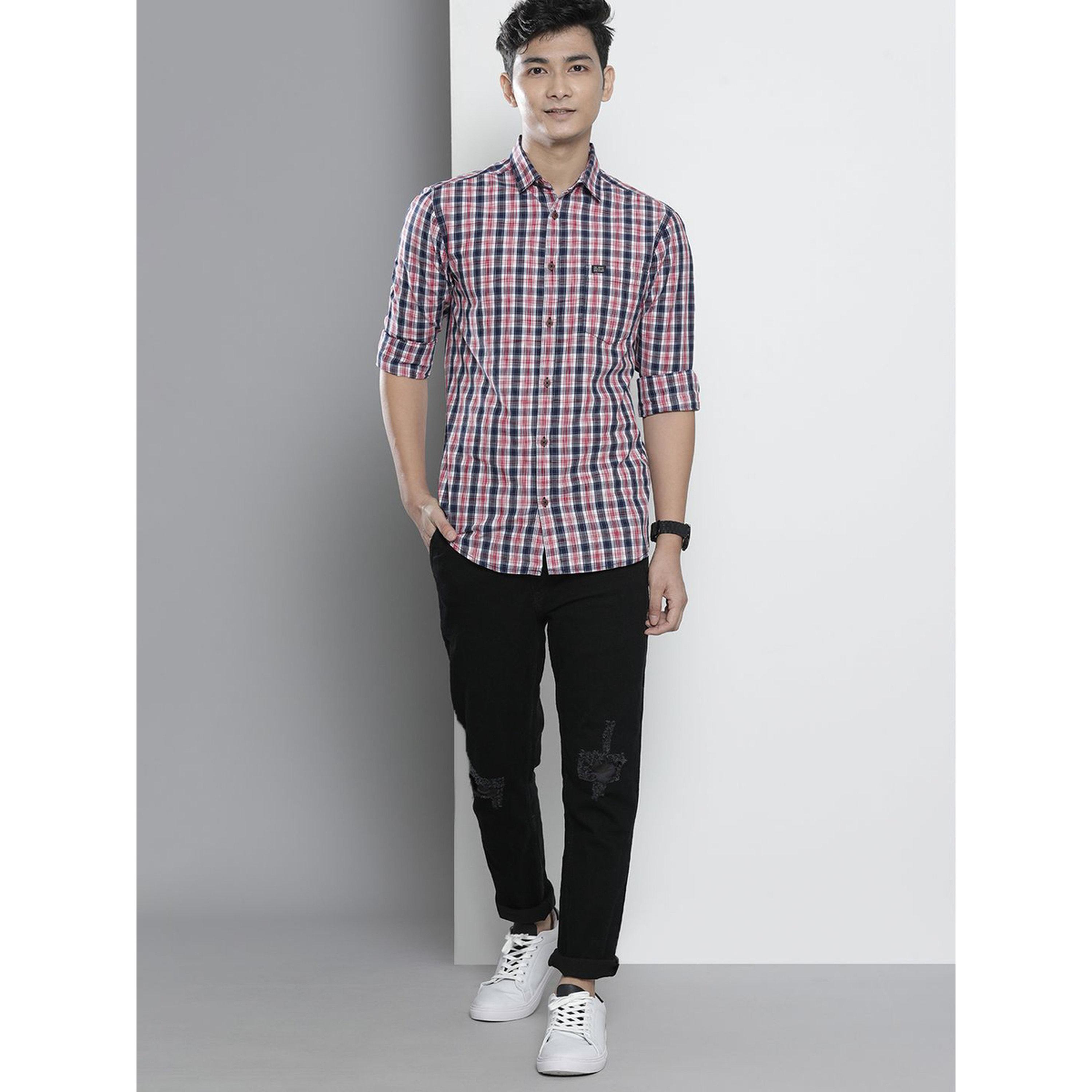 ذا انديان كراج كو × ستايلي - قميص رجالي كاجوال منقوش لون أحمر-men-clothing-shirts-image-2