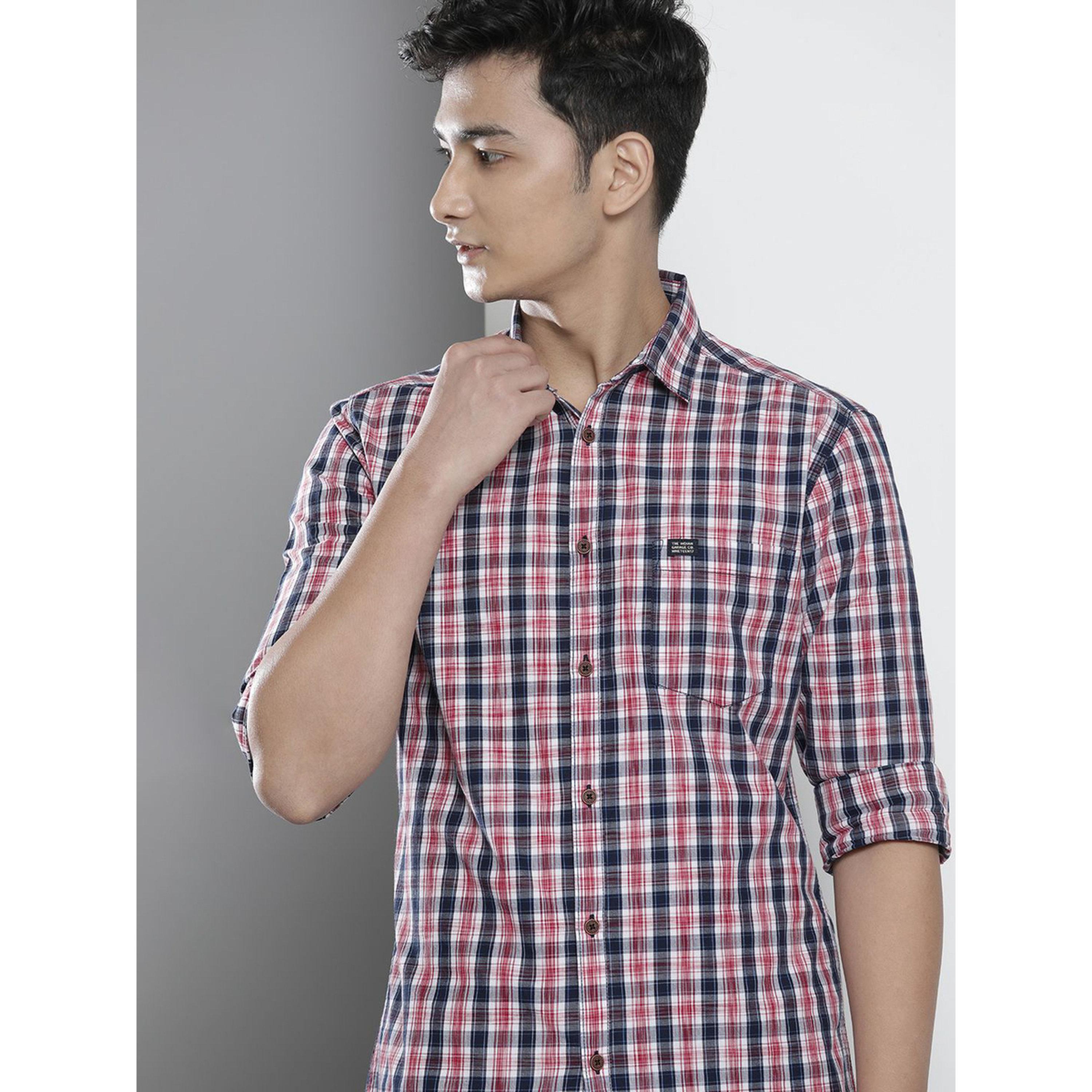 ذا انديان كراج كو × ستايلي - قميص رجالي كاجوال منقوش لون أحمر-men-clothing-shirts-image-3