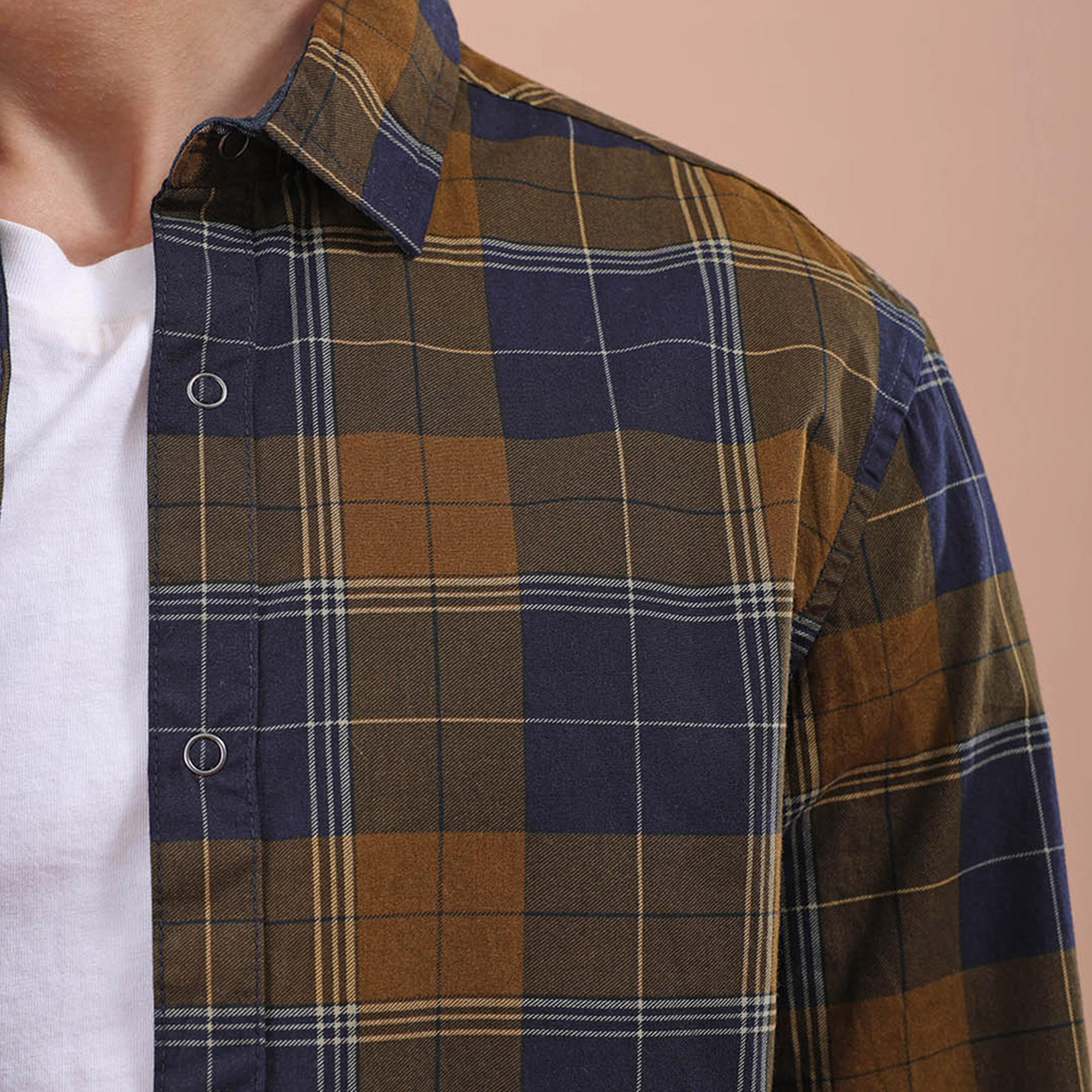 The Indian Garage Co X Styli Men Mustard Checked Casual Shirt-men-clothing-shirts-image-5
