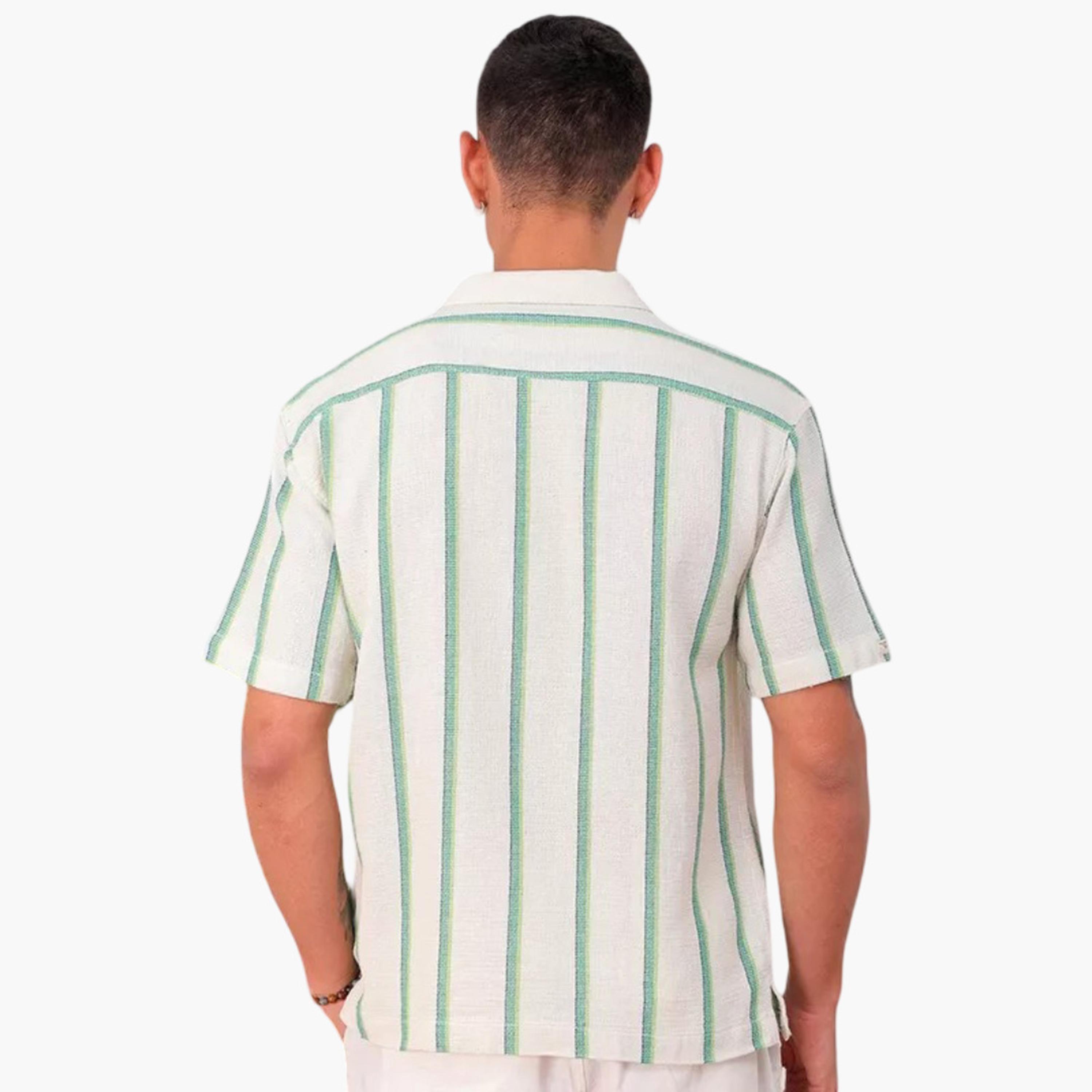 The Indian Garage Co X Styli Men Cream Striped Resort Collar Shirt-men-clothing-shirts-image-3
