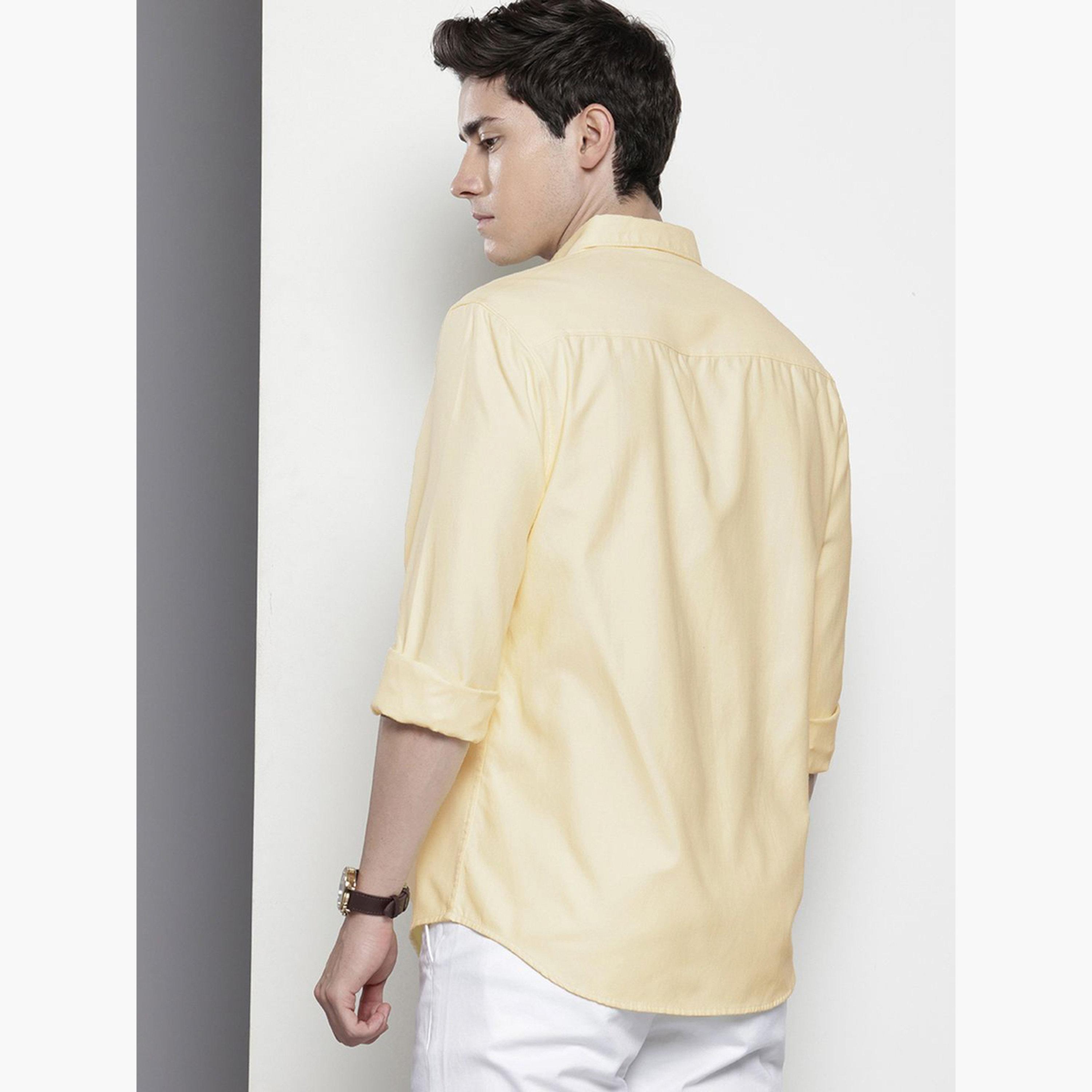 The Indian Garage Co X Styli Men Yellow Button-Down Collar Casual Shirt-men-clothing-shirts-image-4