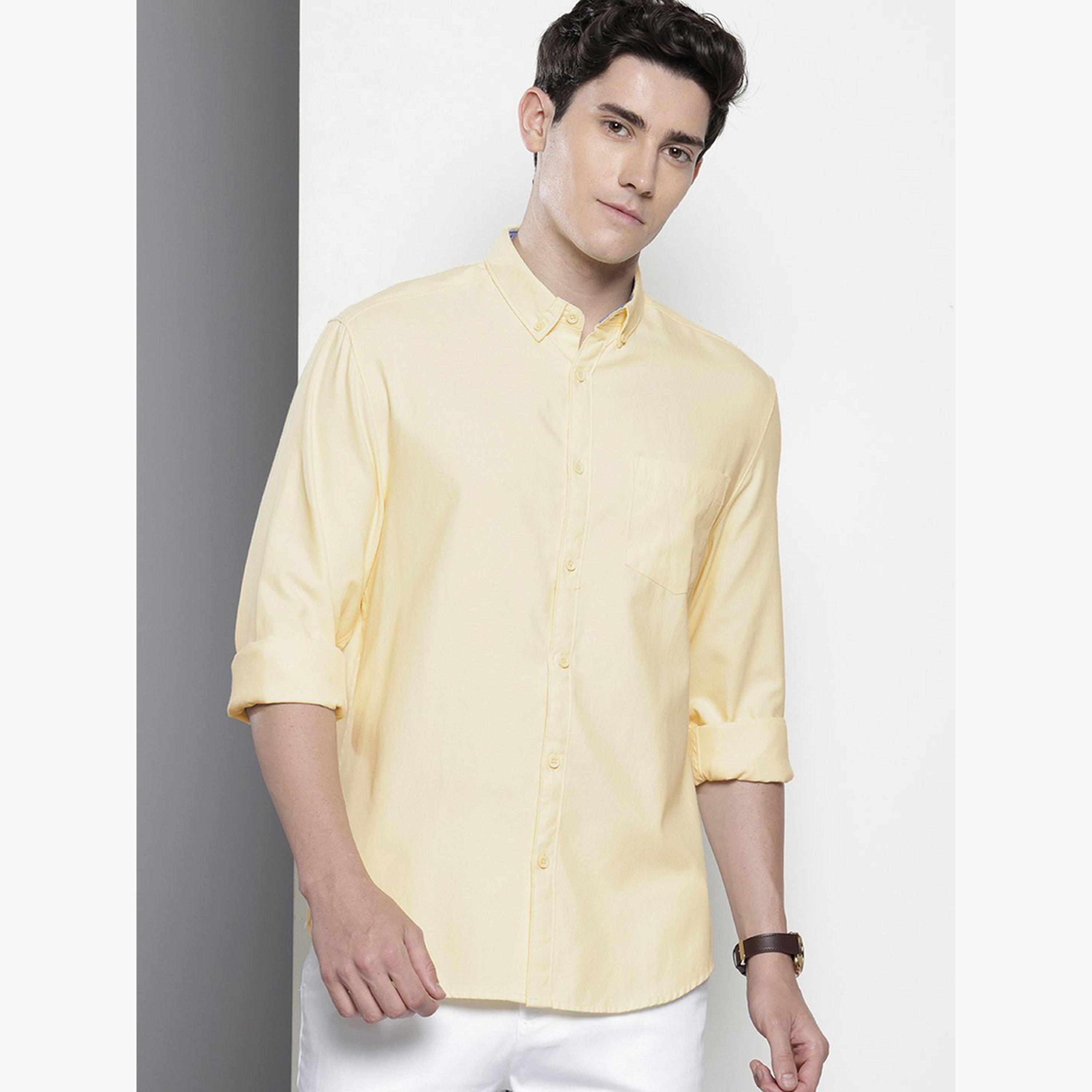 The Indian Garage Co X Styli Men Yellow Button-Down Collar Casual Shirt-men-clothing-shirts-image-5
