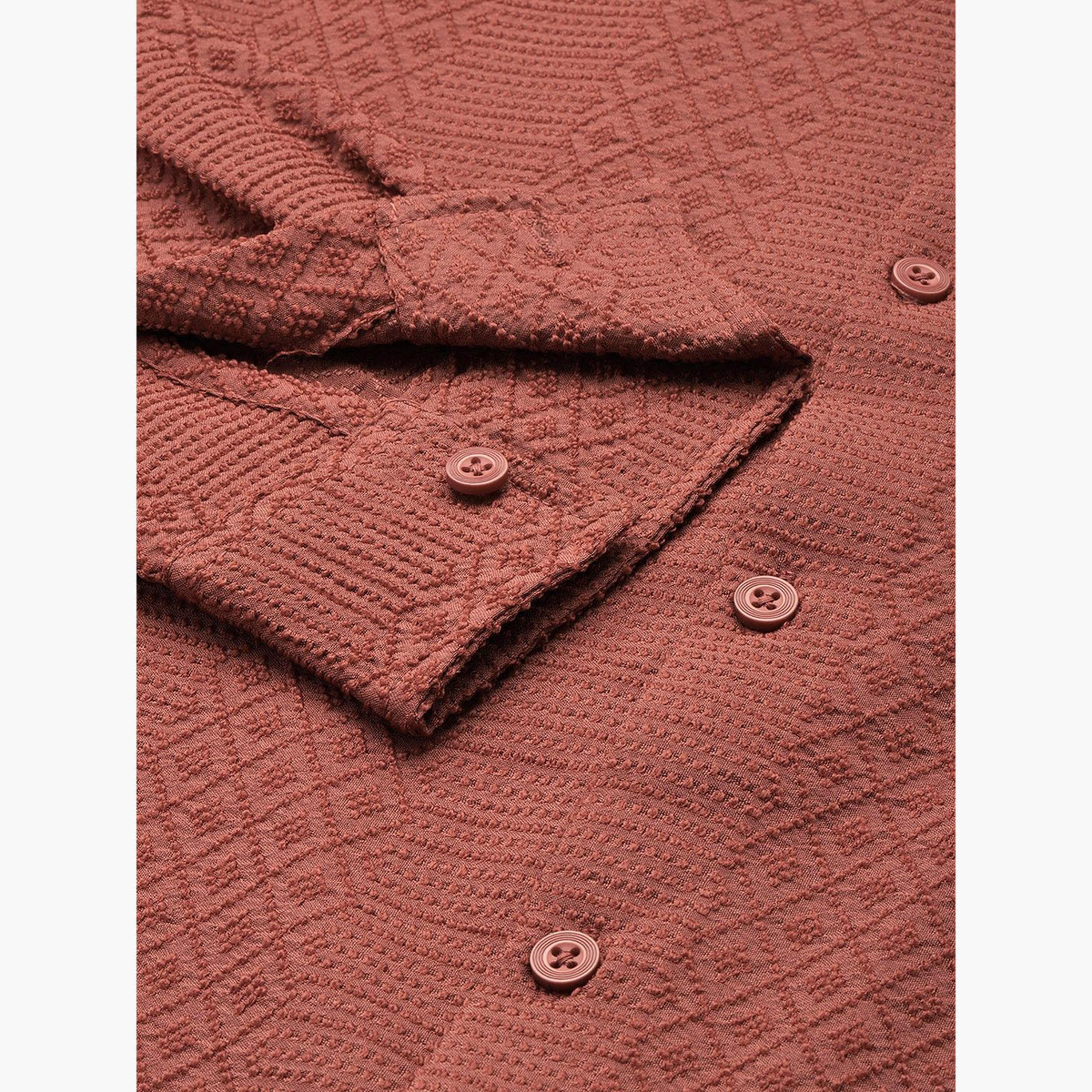 ذا انديان كراج كو × ستايلي - قميص رجالي كاجوال منقوش بلون الصدأ-men-clothing-shirts-image-3