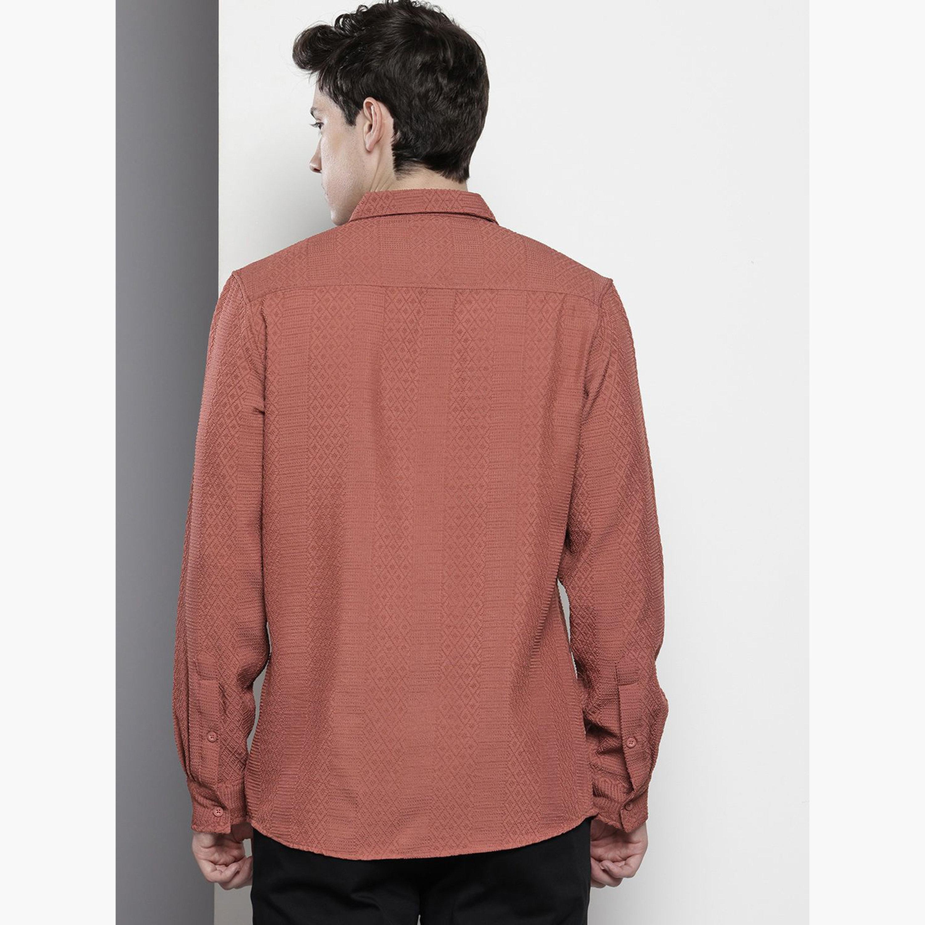 ذا انديان كراج كو × ستايلي - قميص رجالي كاجوال منقوش بلون الصدأ-men-clothing-shirts-image-4