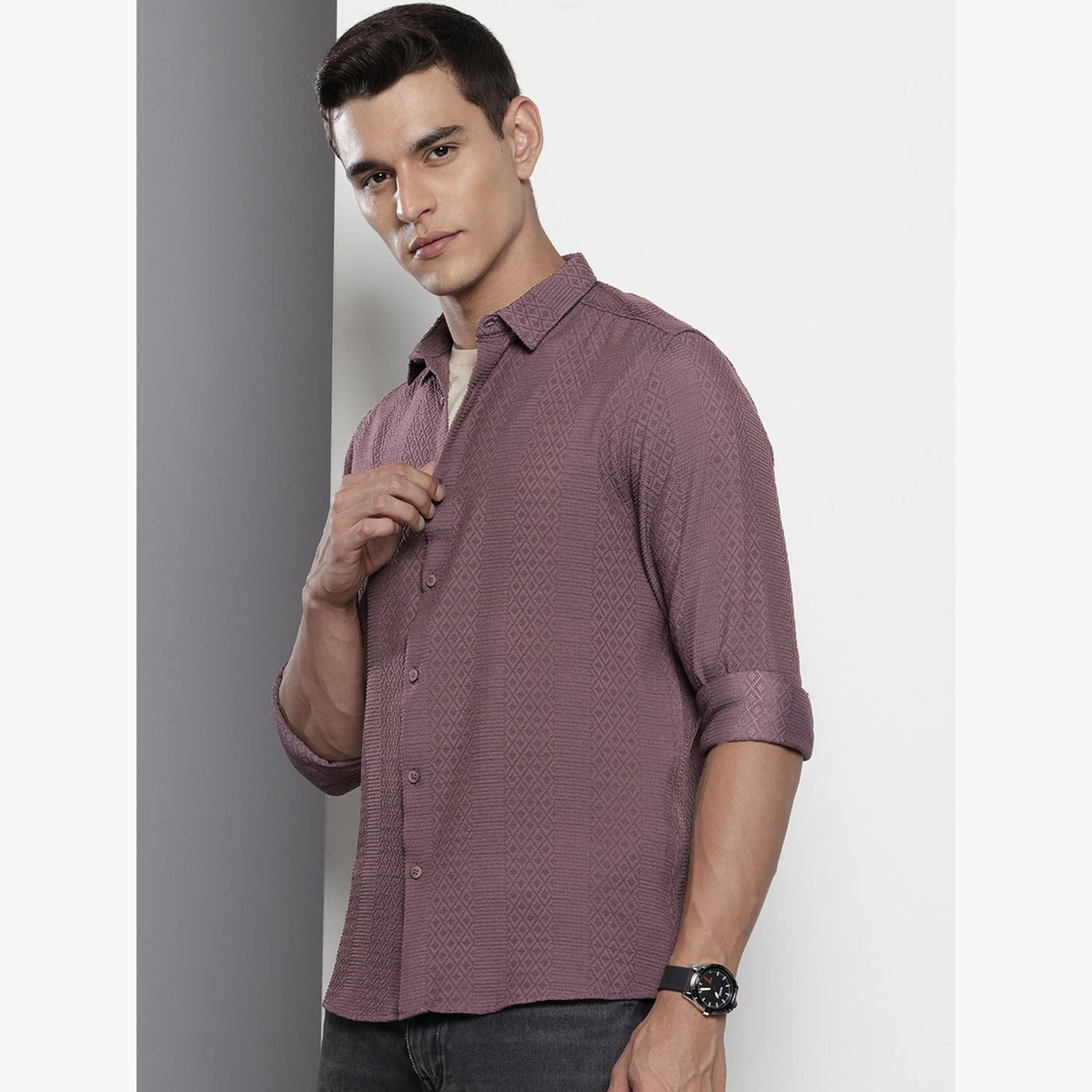 ذا انديان كراج كو × ستايلي - قميص رجالي كاجوال لون بنفجسي-men-clothing-shirts-image-1