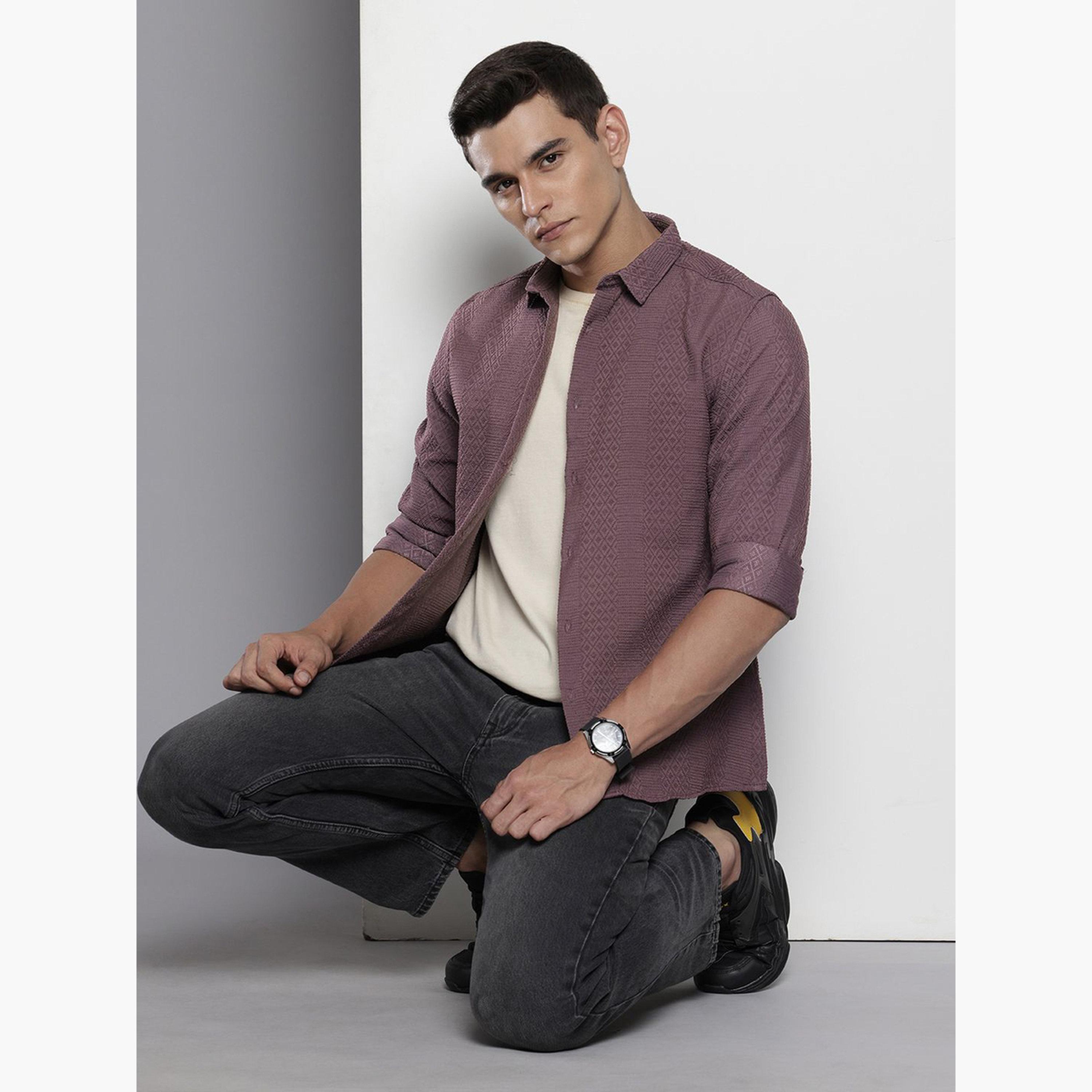 ذا انديان كراج كو × ستايلي - قميص رجالي كاجوال لون بنفجسي-men-clothing-shirts-image-6