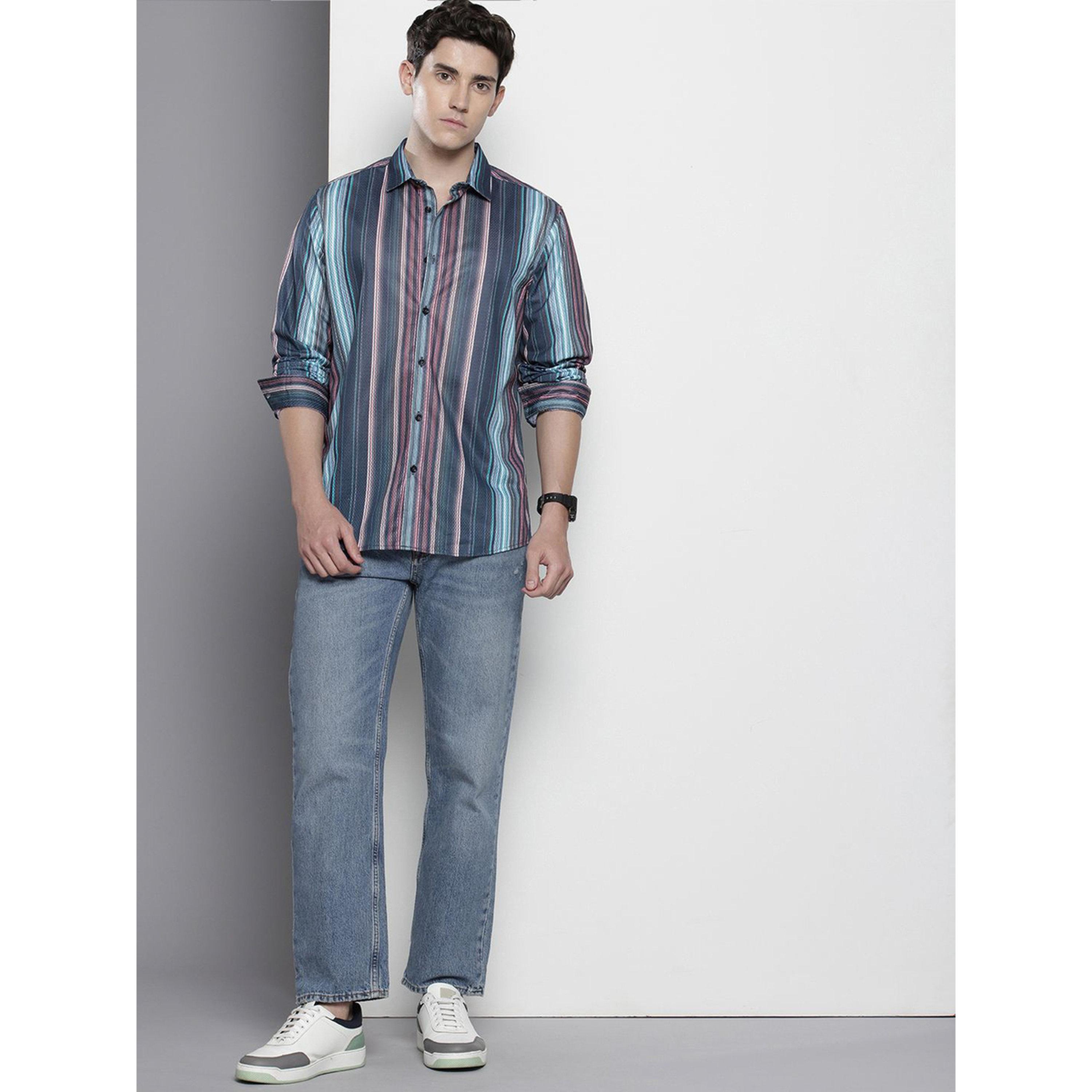 The Indian Garage Co X Styli Men Multi-Stripe Spread Collar Shirt-men-clothing-shirts-image-2