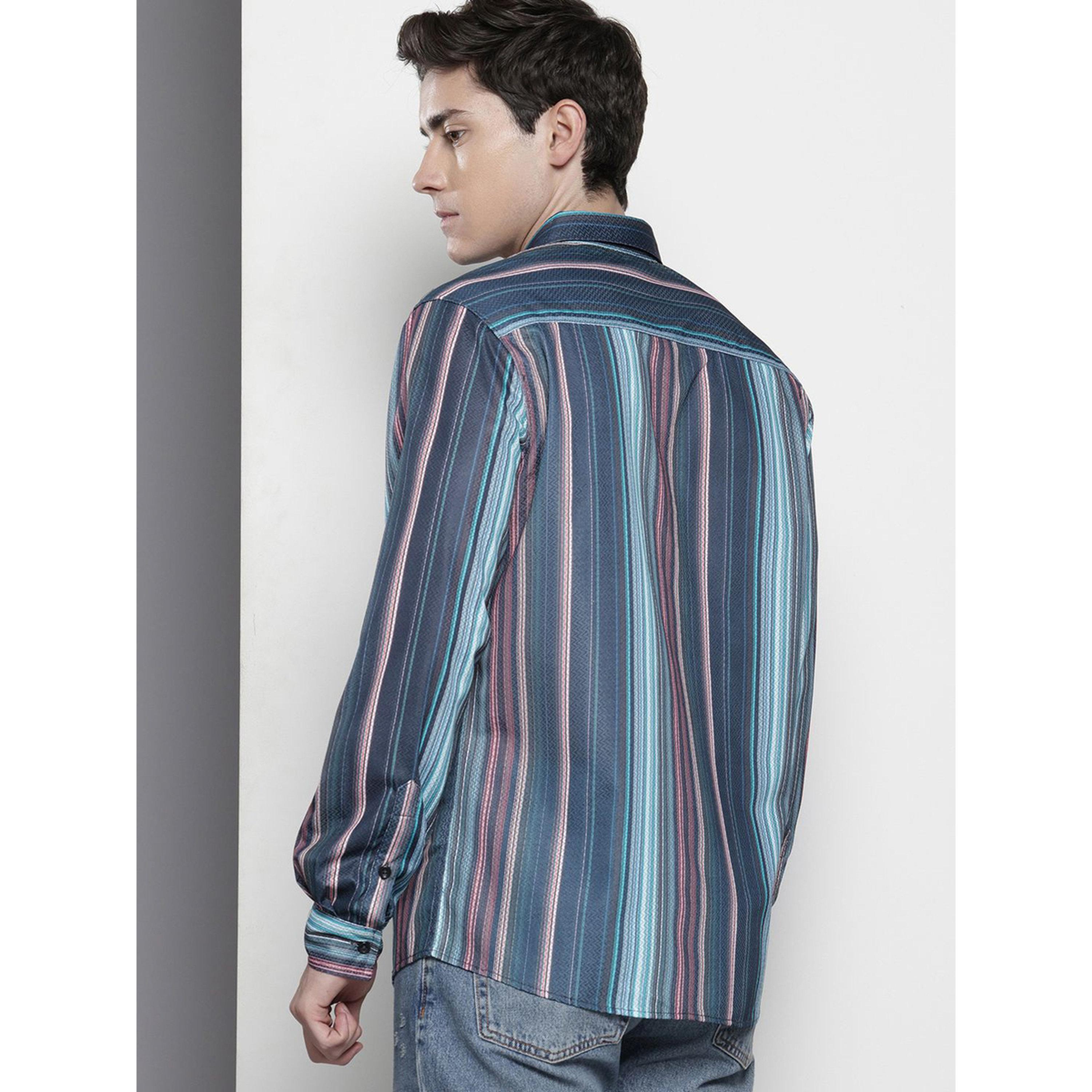 ذا انديان كراج كو × ستايلي - قميص رجالي بياقة واسعة وخطوط متعددة-men-clothing-shirts-image-4