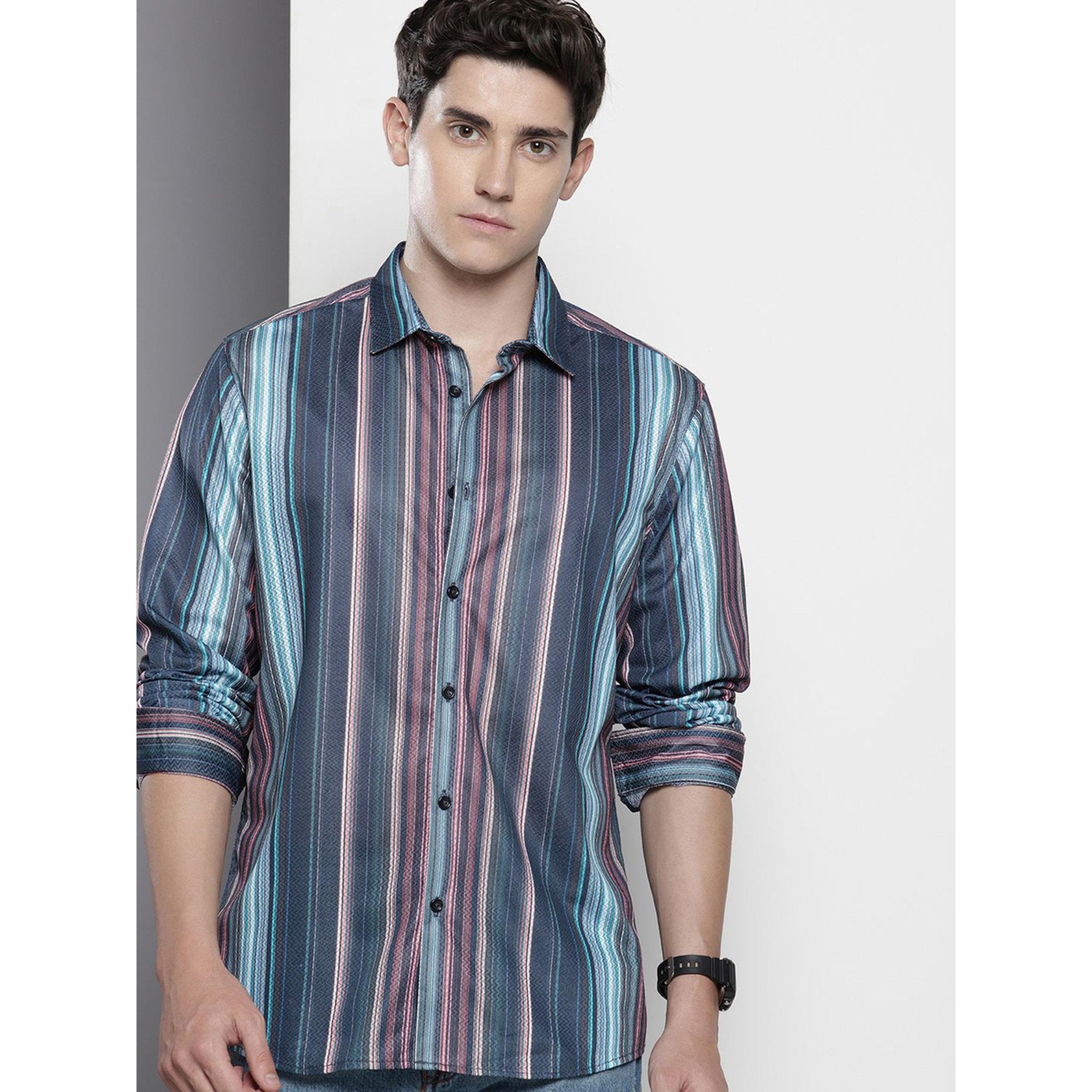 The Indian Garage Co X Styli Men Multi-Stripe Spread Collar Shirt-men-clothing-shirts-image-5