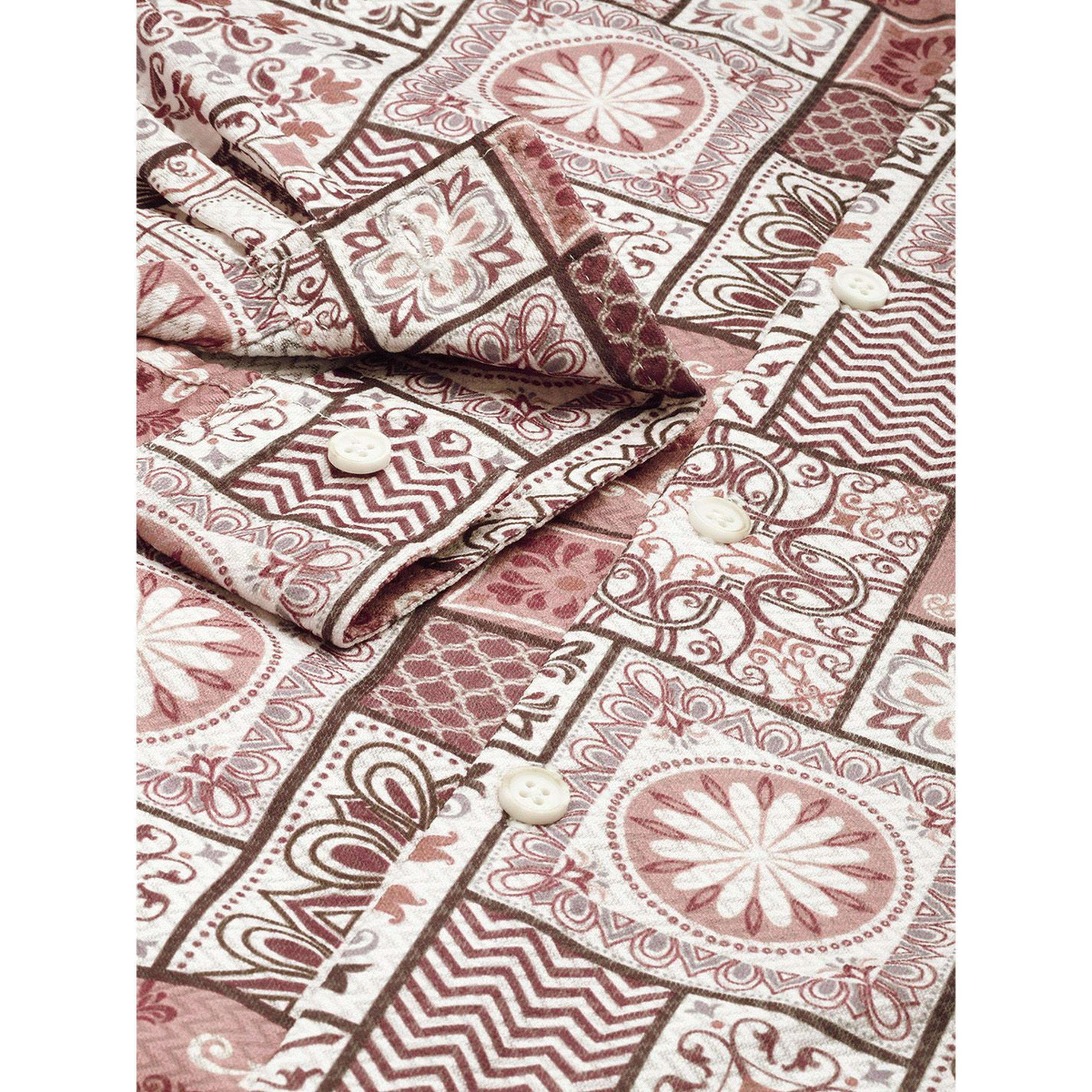 The Indian Garage Co X Styli Men Brown Tile Print Regular Fit Shirt-men-clothing-shirts-image-3
