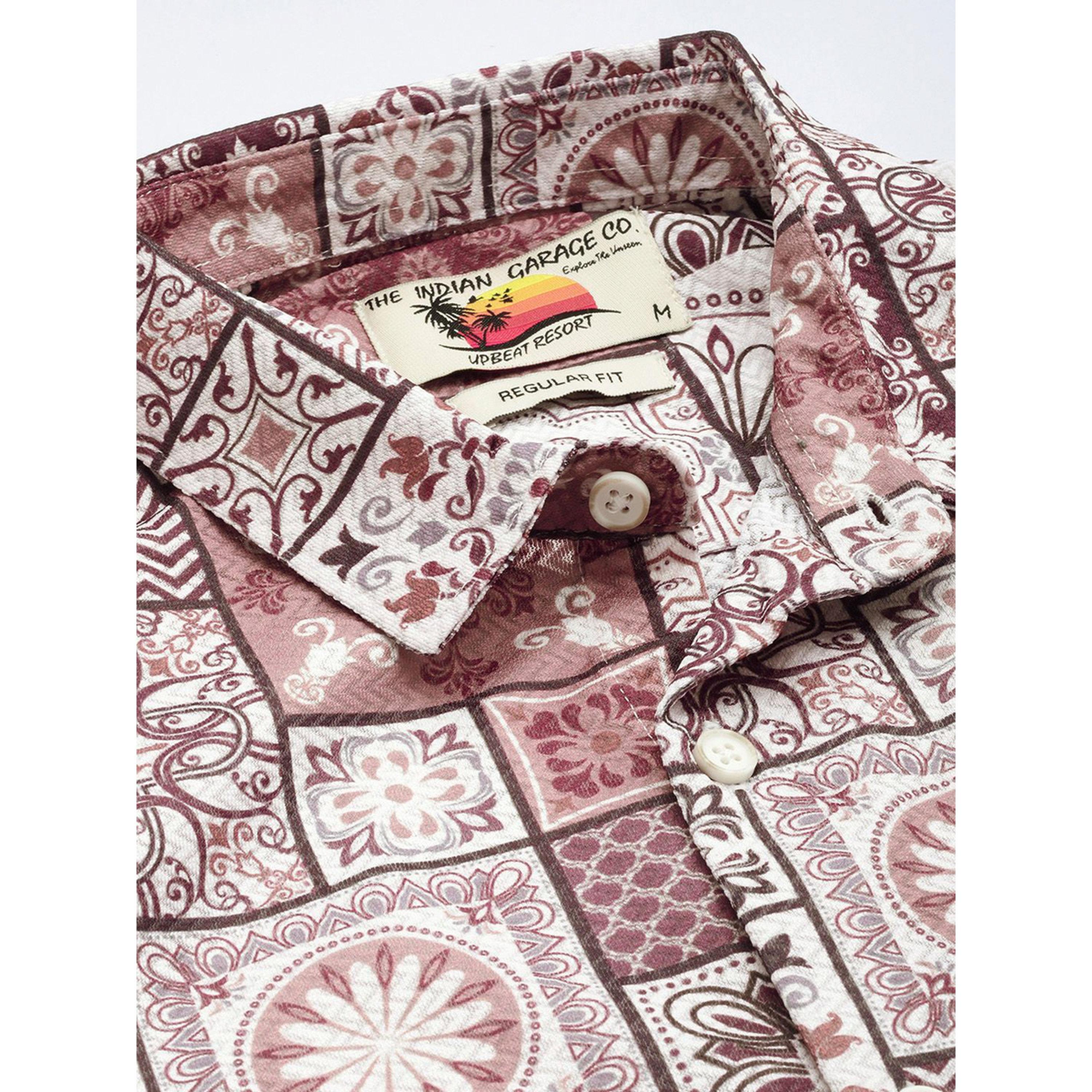 The Indian Garage Co X Styli Men Brown Tile Print Regular Fit Shirt-men-clothing-shirts-image-6