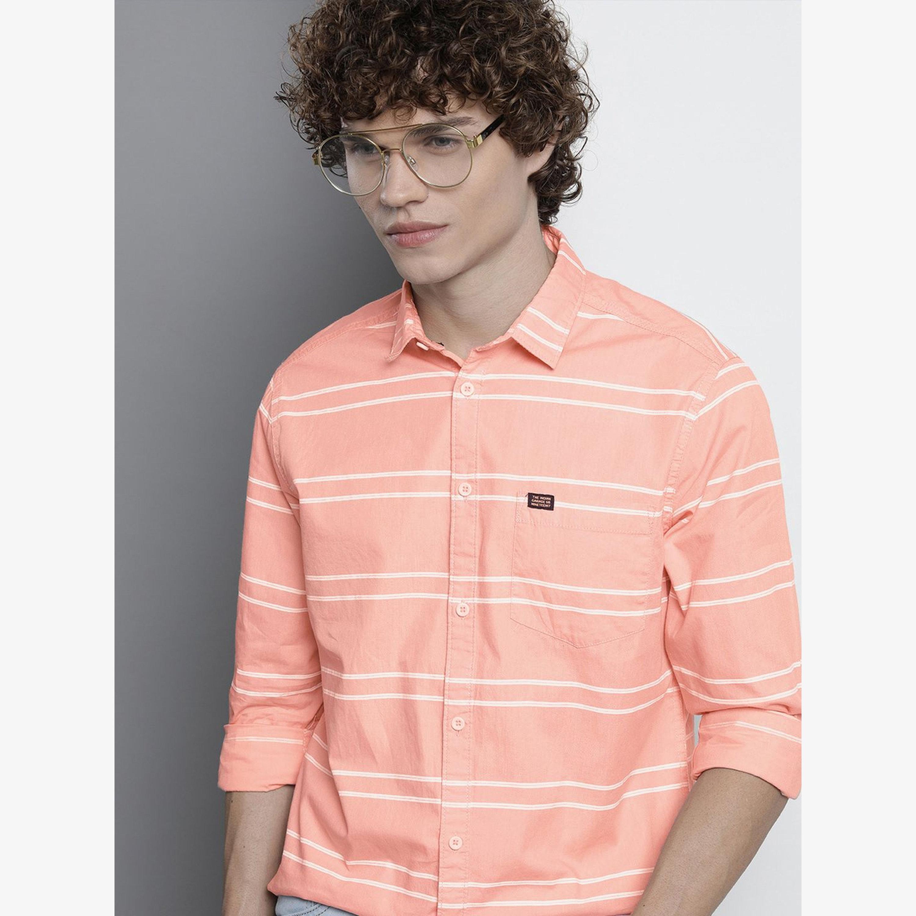 The Indian Garage Co X Styli Men Pink Striped Slim Fit Shirt-men-clothing-shirts-image-2