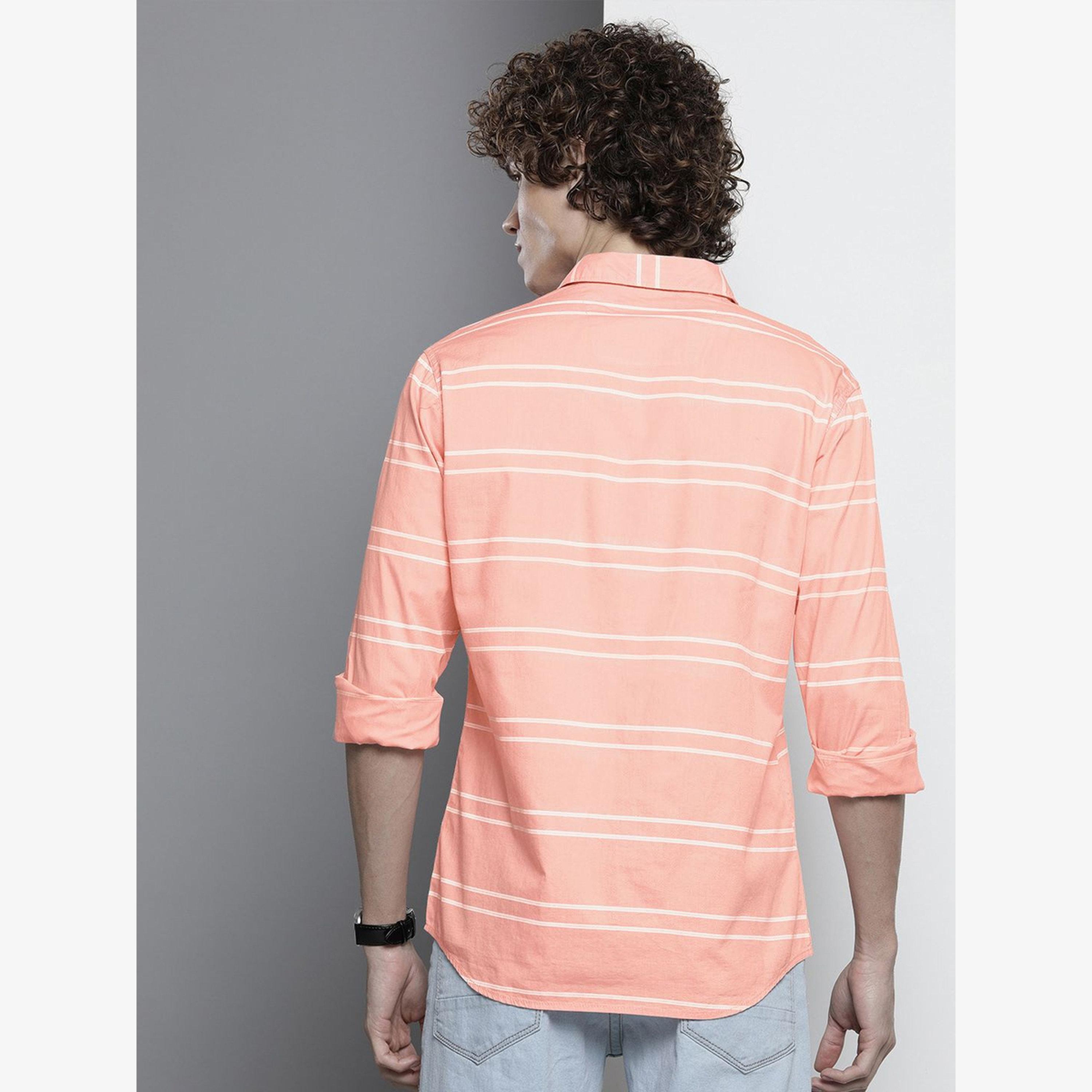 The Indian Garage Co X Styli Men Pink Striped Slim Fit Shirt-men-clothing-shirts-image-3