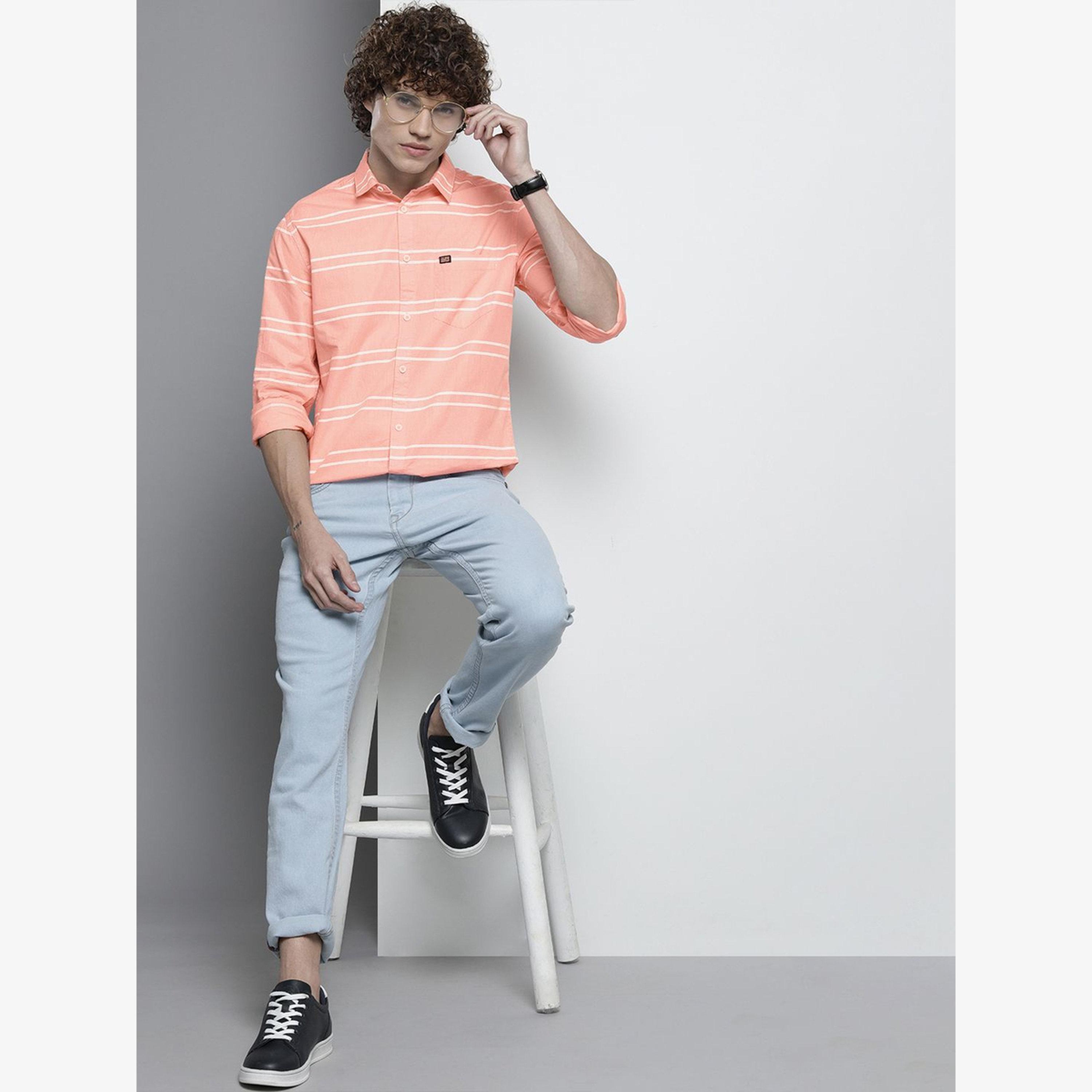The Indian Garage Co X Styli Men Pink Striped Slim Fit Shirt-men-clothing-shirts-image-4