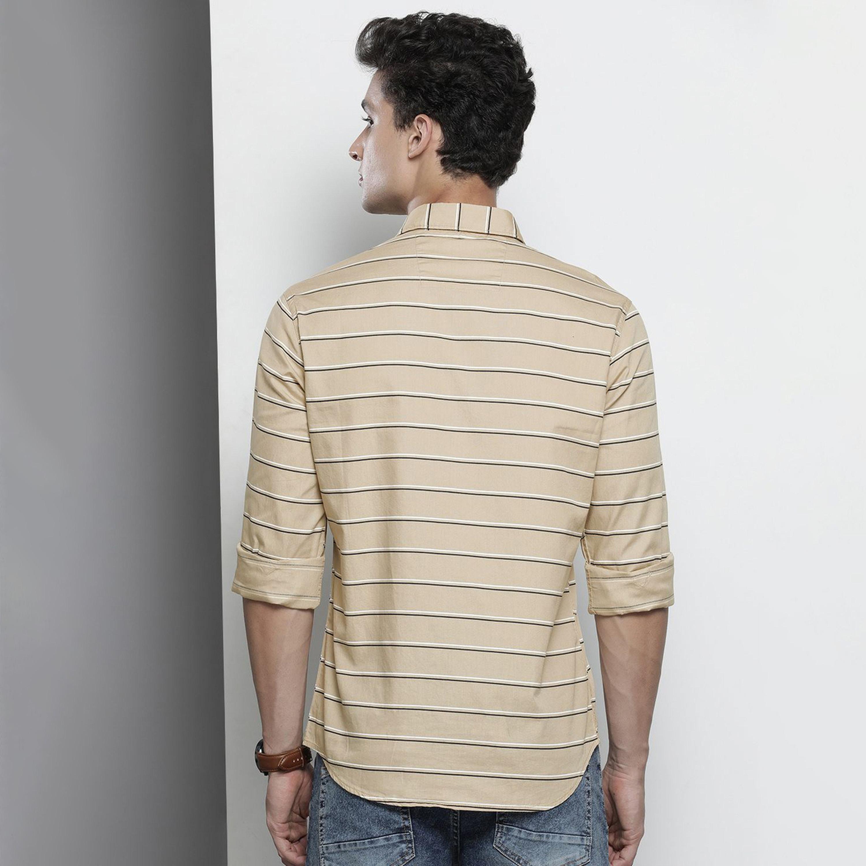 The Indian Garage Co X Styli Men Beige Striped Casual Shirt-men-clothing-shirts-image-3