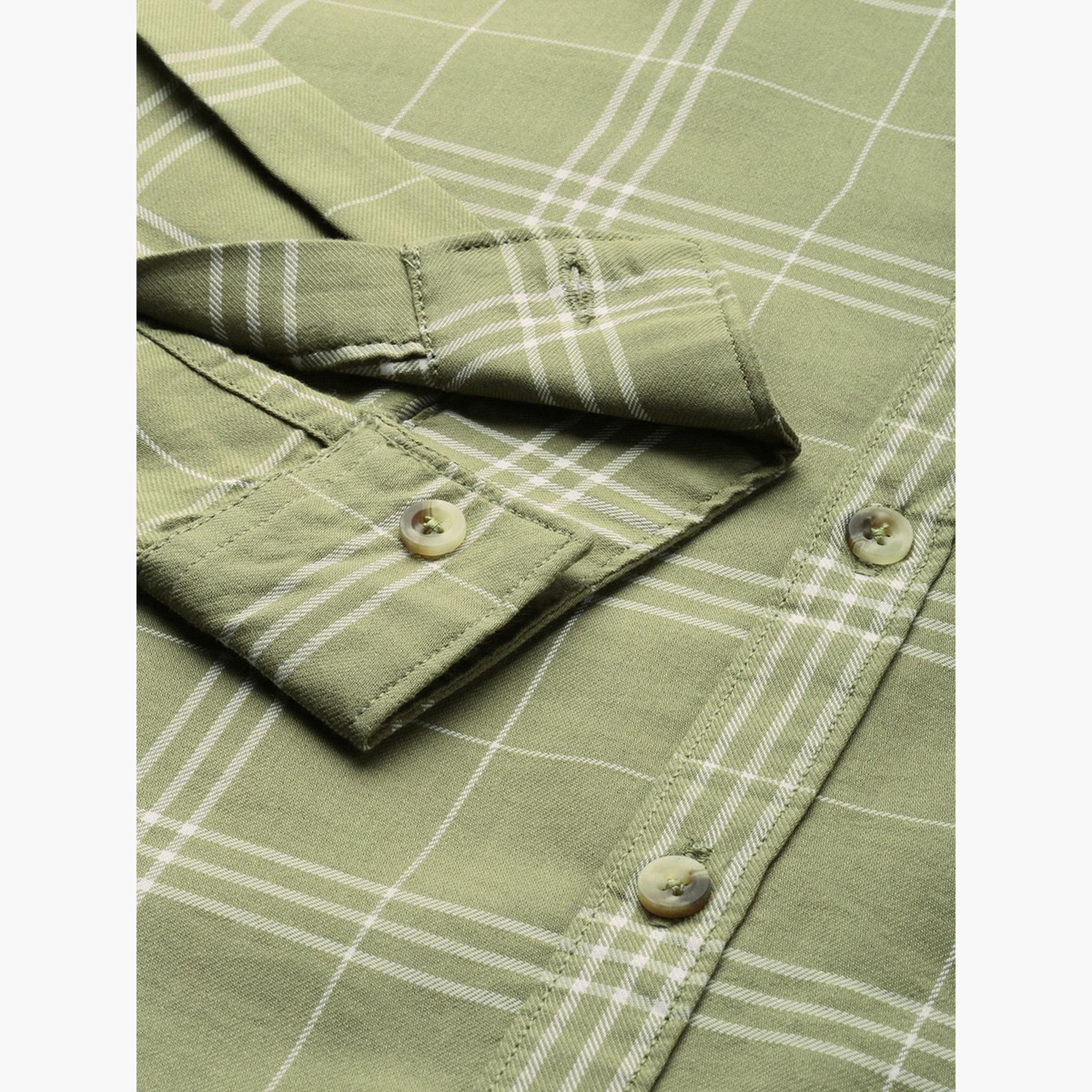 The Indian Garage Co X Styli Men Green Slim Fit Casual Shirt-men-clothing-shirts-image-3