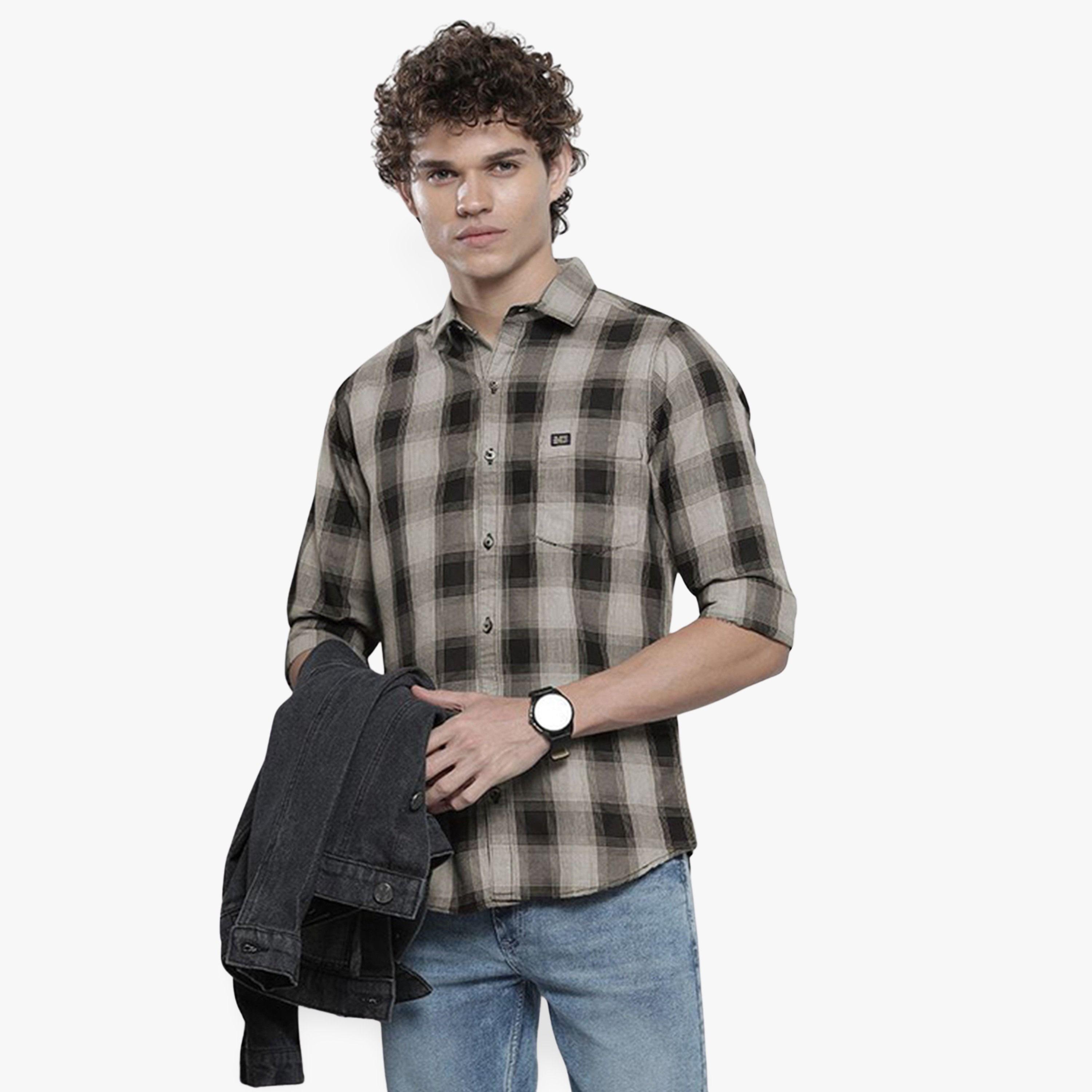 The Indian Garage Co X Styli Men Black Spread Collar Shirt with Pocket-men-clothing-shirts-image-1