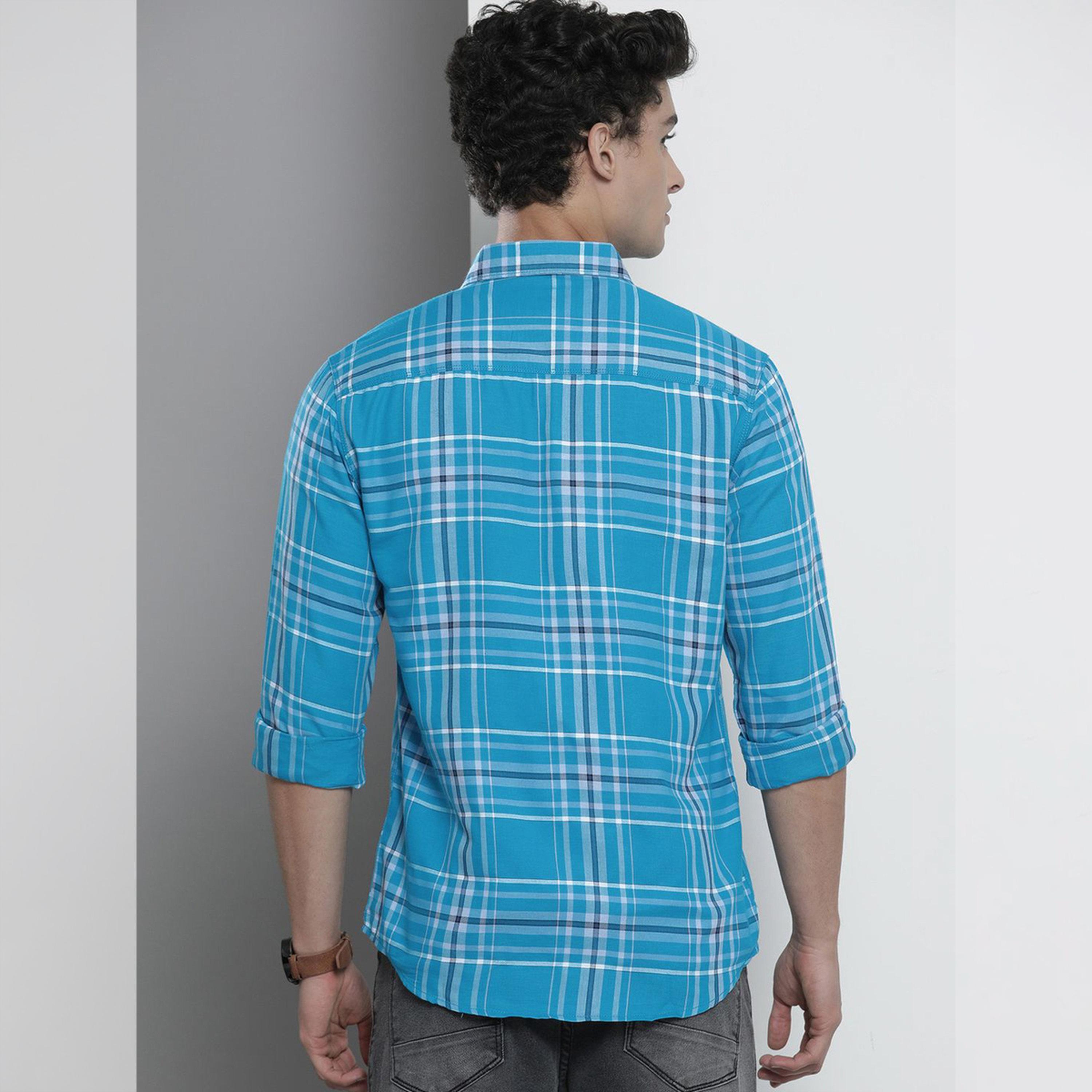 The Indian Garage Co X Styli Men Blue Checkered Casual Shirt-men-clothing-shirts-image-3