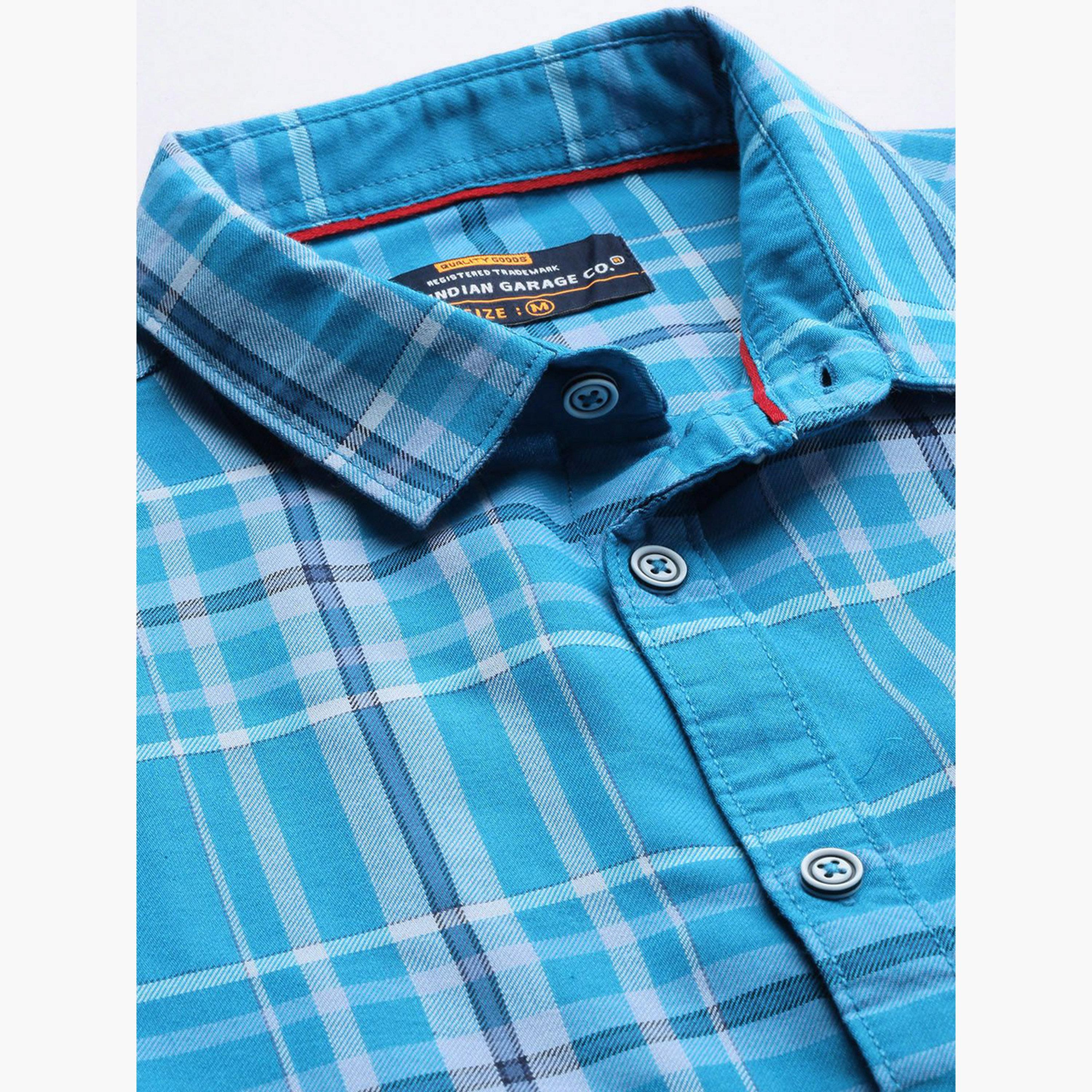 ذا انديان كراج كو × ستايلي - قميص رجالي كاجوال منقوش لون الأزرق-men-clothing-shirts-image-4