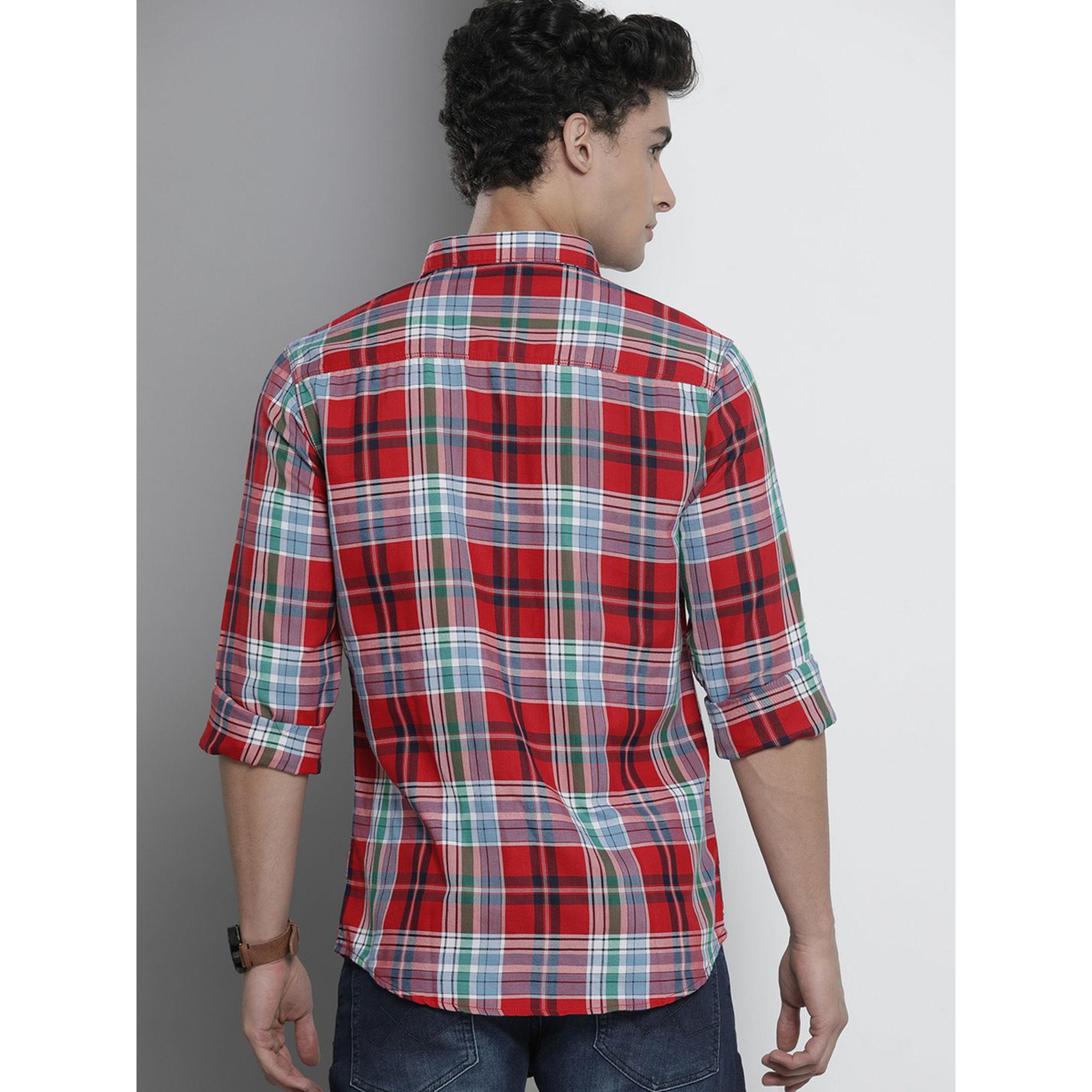 The Indian Garage Co X Styli Men Red Checked Slim Fit Casual Shirt-men-clothing-shirts-image-4