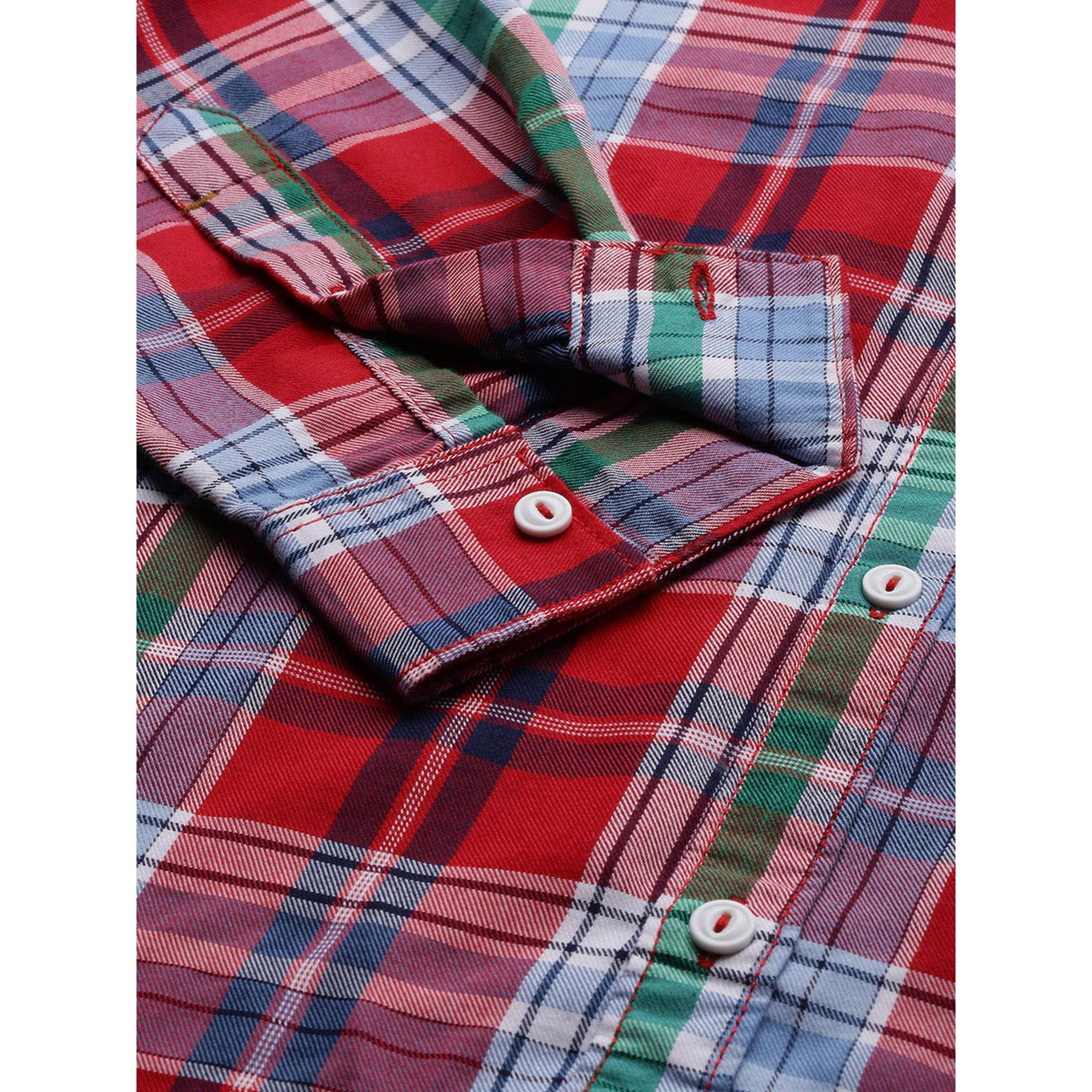 The Indian Garage Co X Styli Men Red Checked Slim Fit Casual Shirt-men-clothing-shirts-image-6