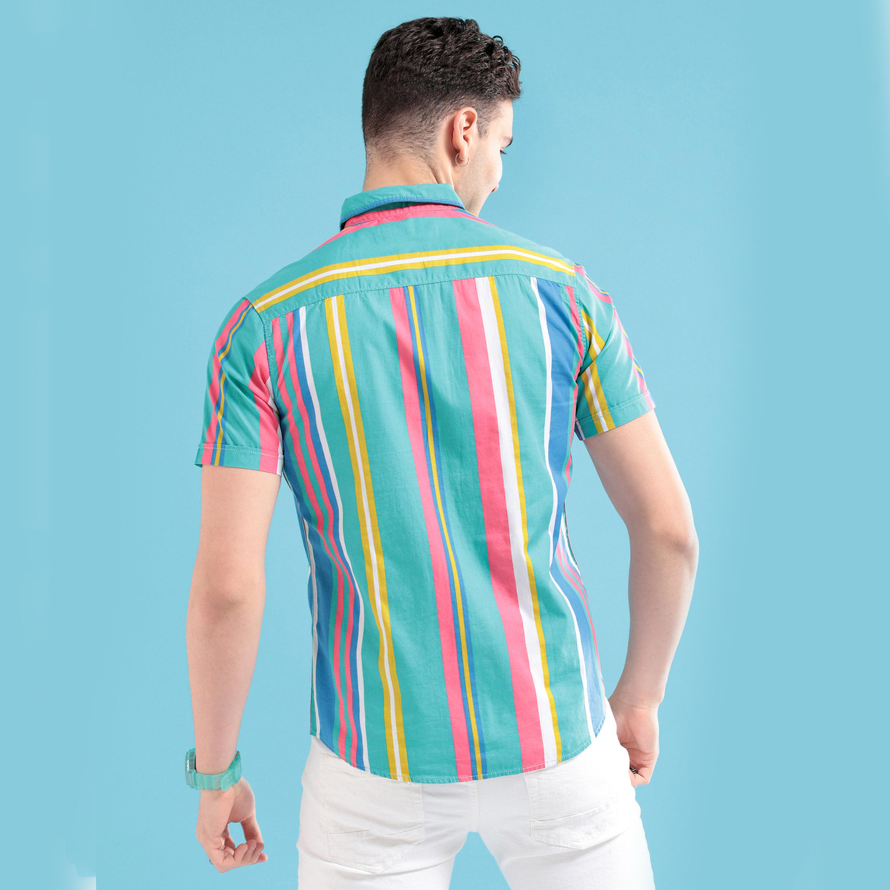 The Indian Garage Co X Styli Men Multi-Colored Striped Short Sleeve Shirt-men-clothing-shirts-image-3