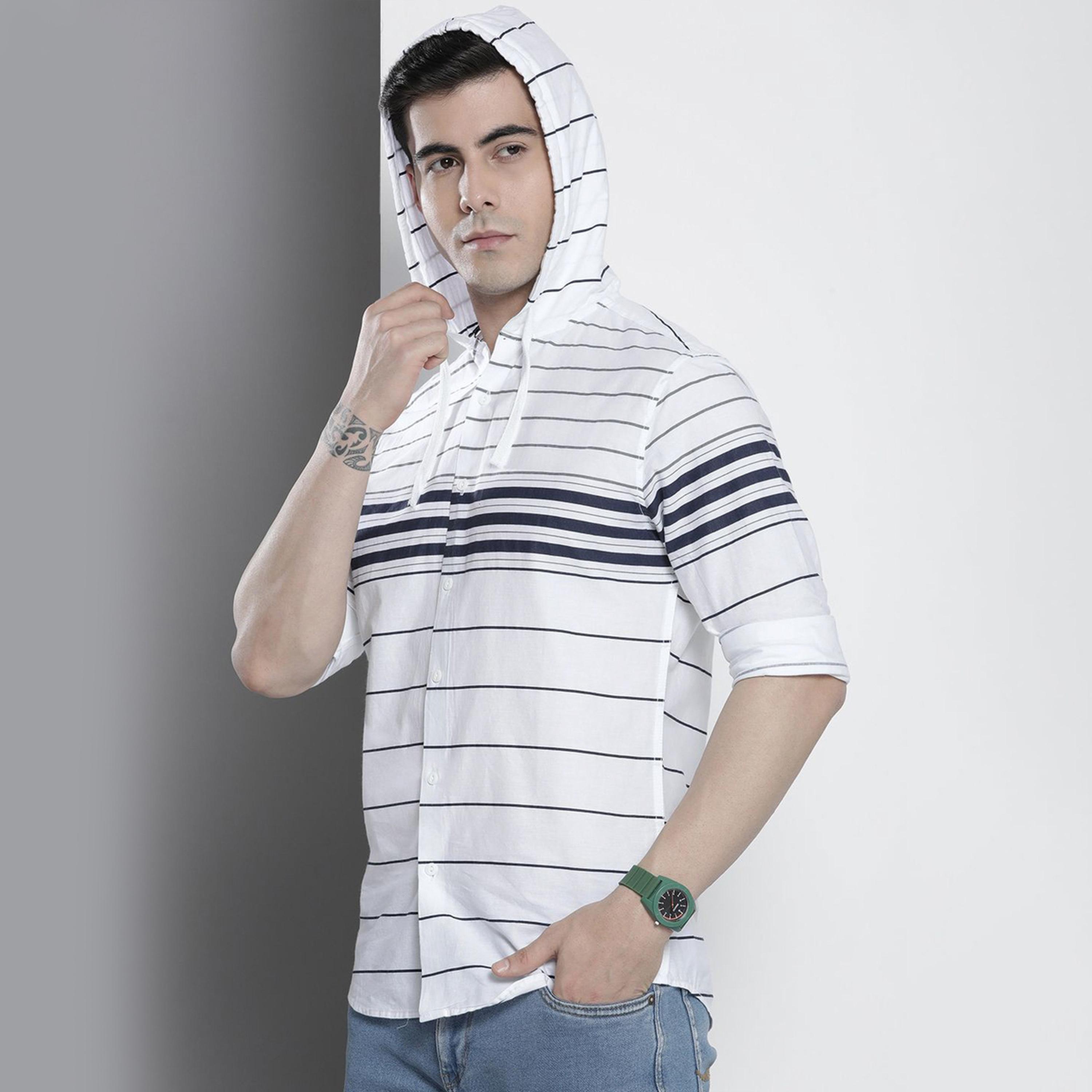 The Indian Garage Co X Styli Men Striped Hooded Slim Fit Shirt-men-clothing-shirts-image-1