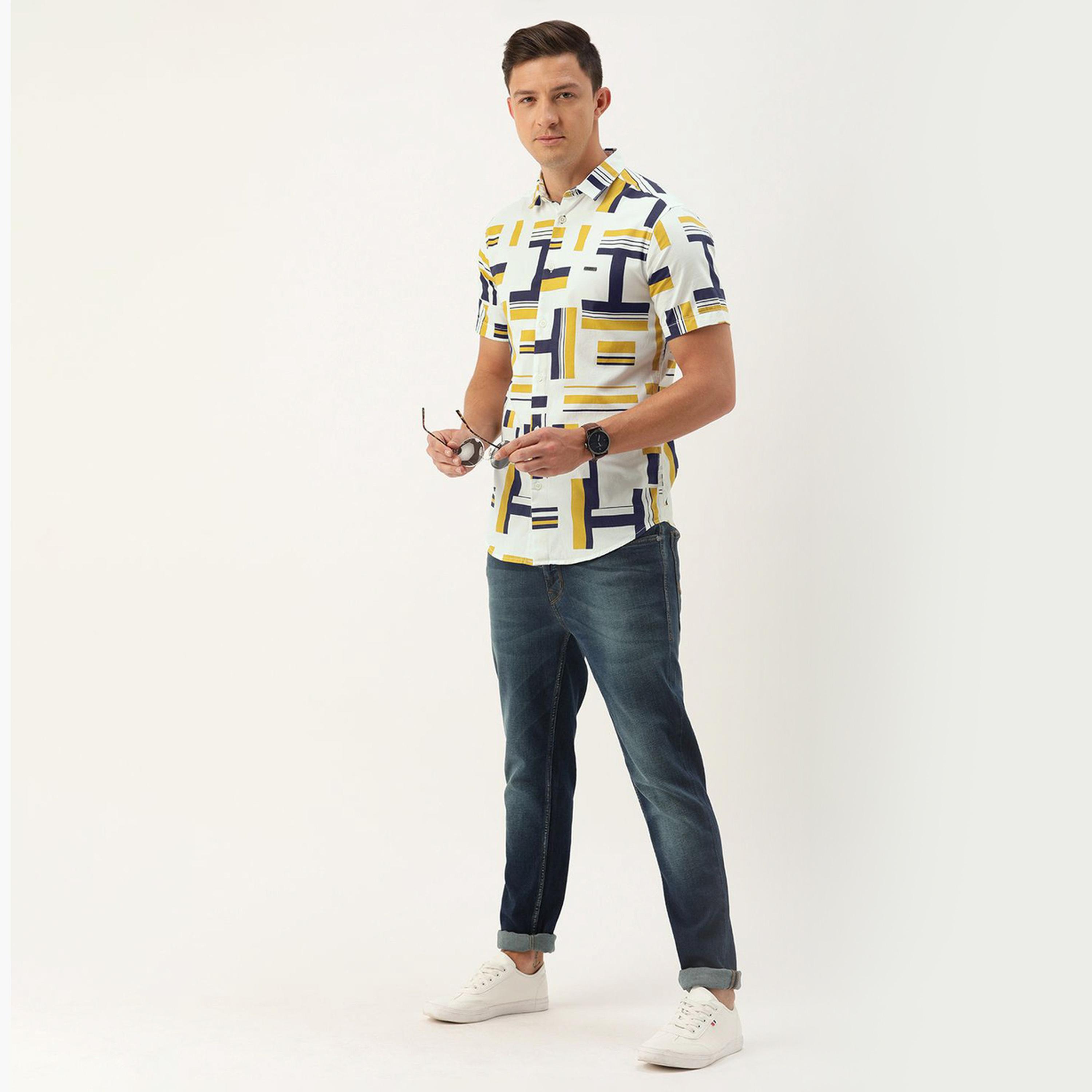 The Indian Garage Co X Styli Men White Abstract Print Casual Shirt-men-clothing-shirts-image-2
