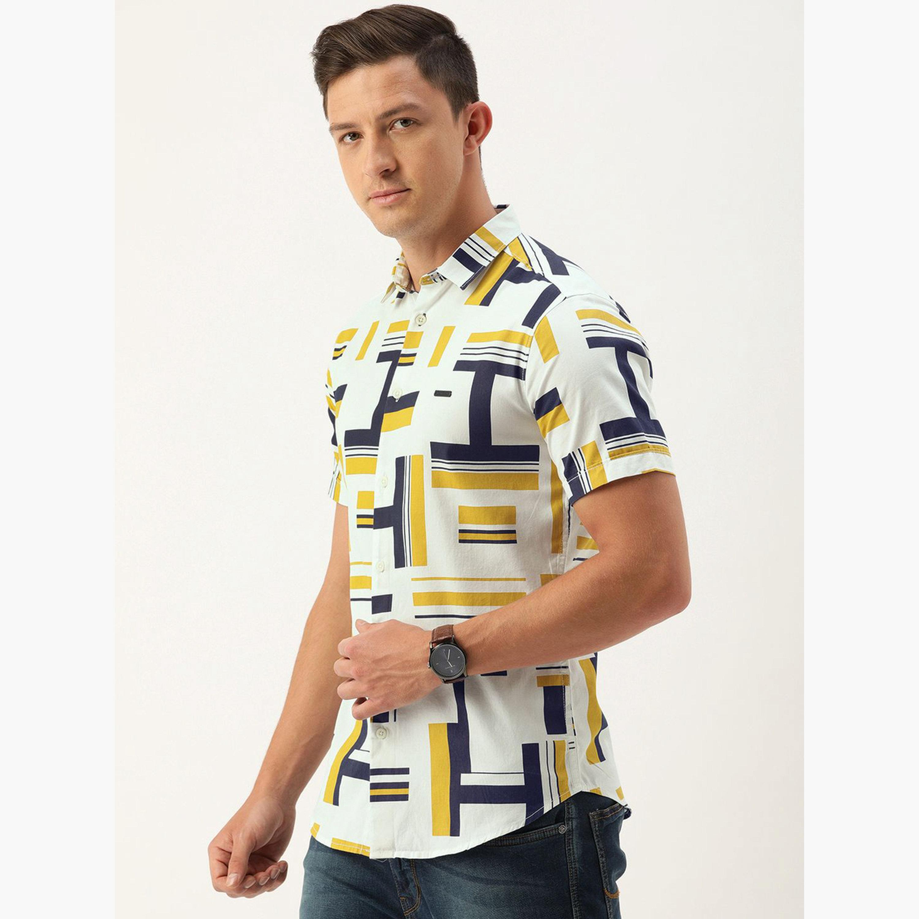 ذا انديان كراج كو × ستايلي - قميص رجالي كاجوال ببطبعة واضحة لون أبيض-men-clothing-shirts-image-3