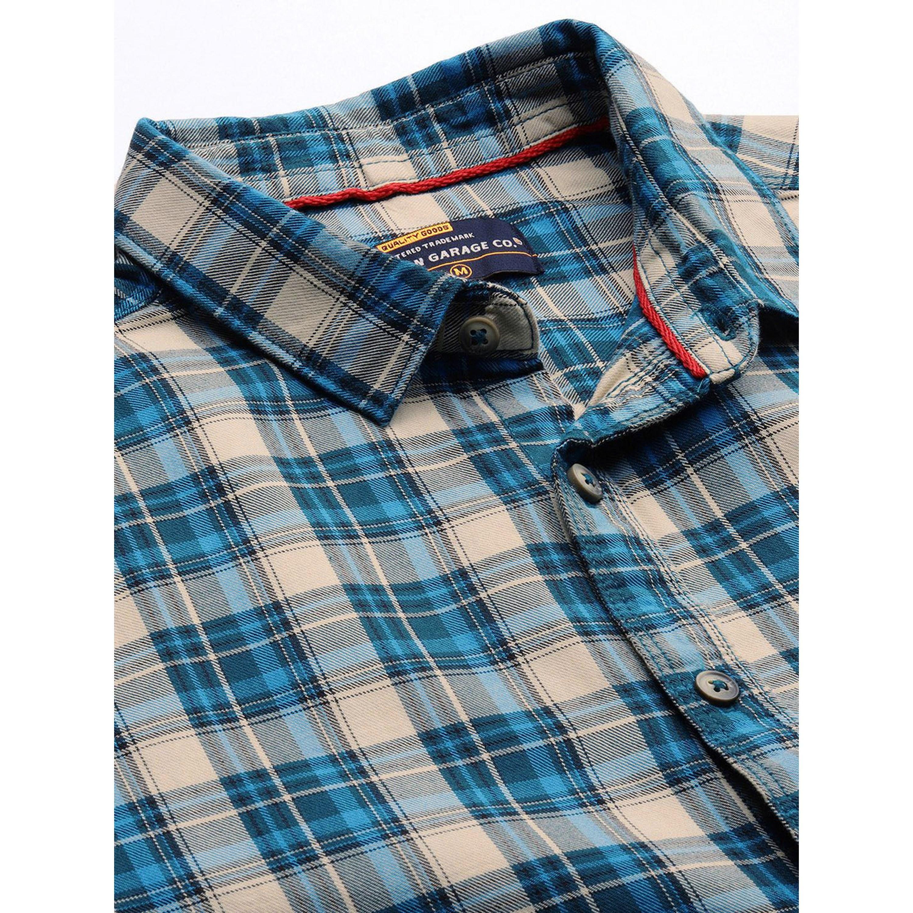The Indian Garage Co X Styli Men Blue Checked Slim Fit Casual Shirt-men-clothing-shirts-image-5
