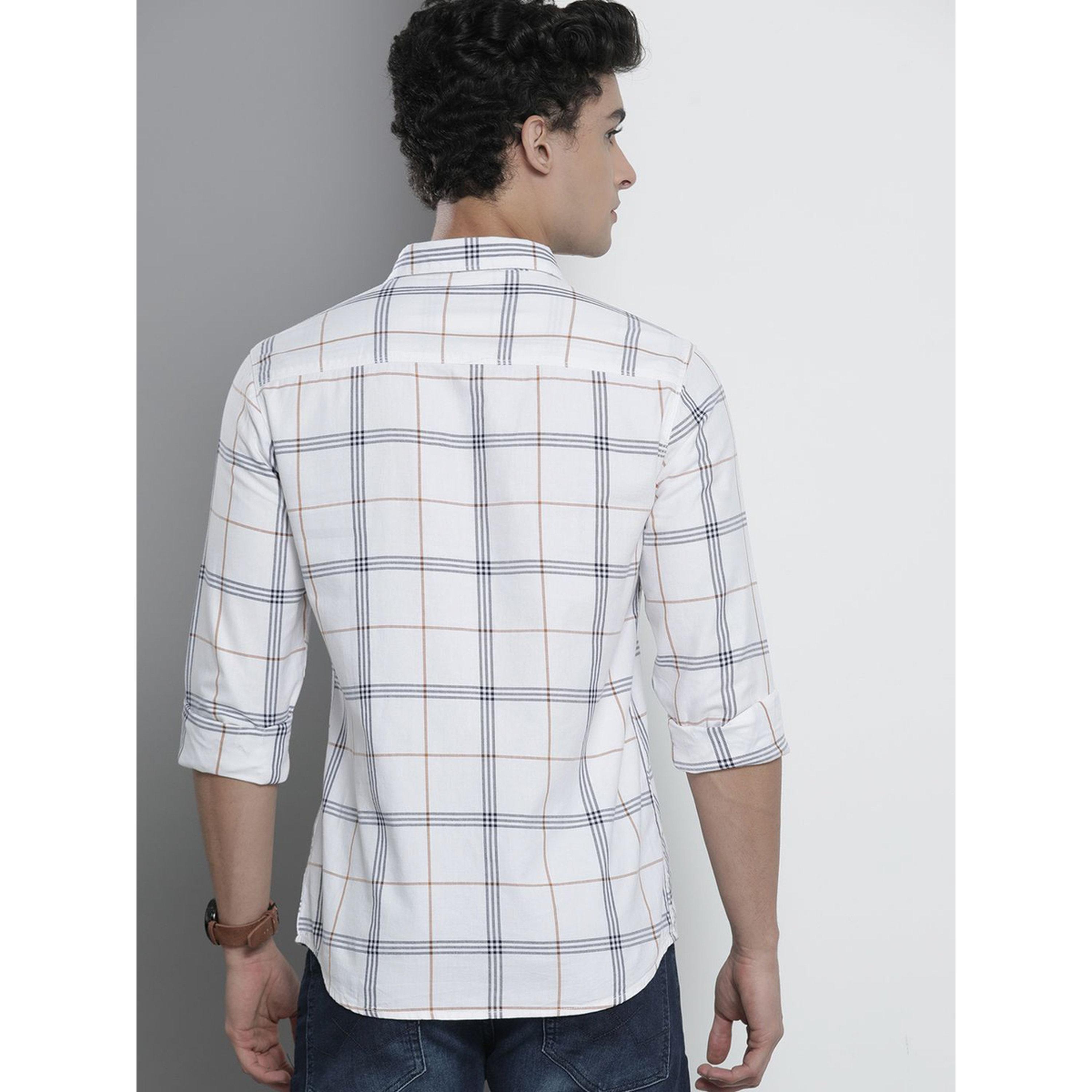 ذا انديان كراج كو × ستايلي - قميص رجالي منقوش تصميم نحيف لون أبيض-men-clothing-shirts-image-4