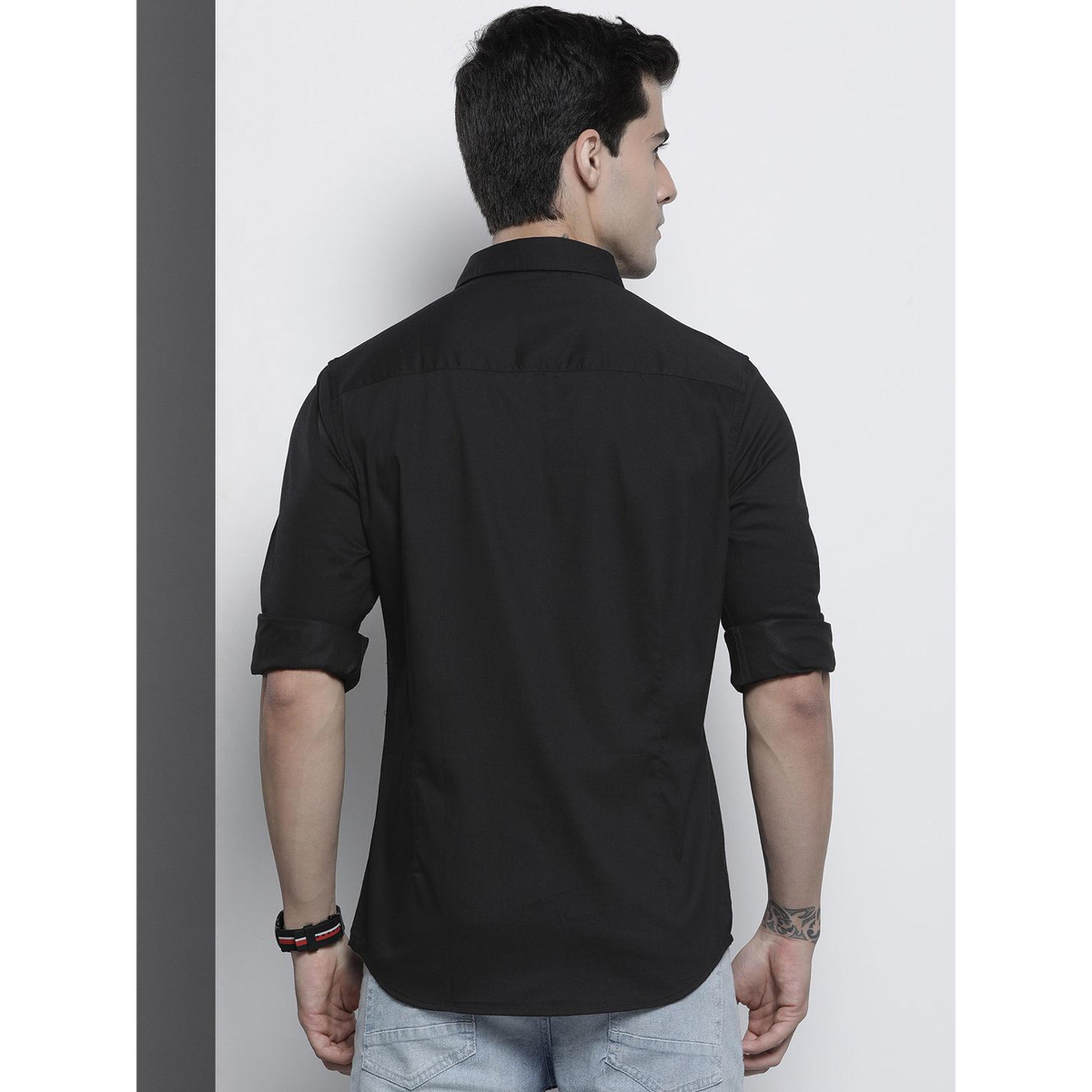 ذا انديان كراج كو × ستايلي - قميص رجالي قطني تصميم نحيف لون اسود-men-clothing-shirts-image-4