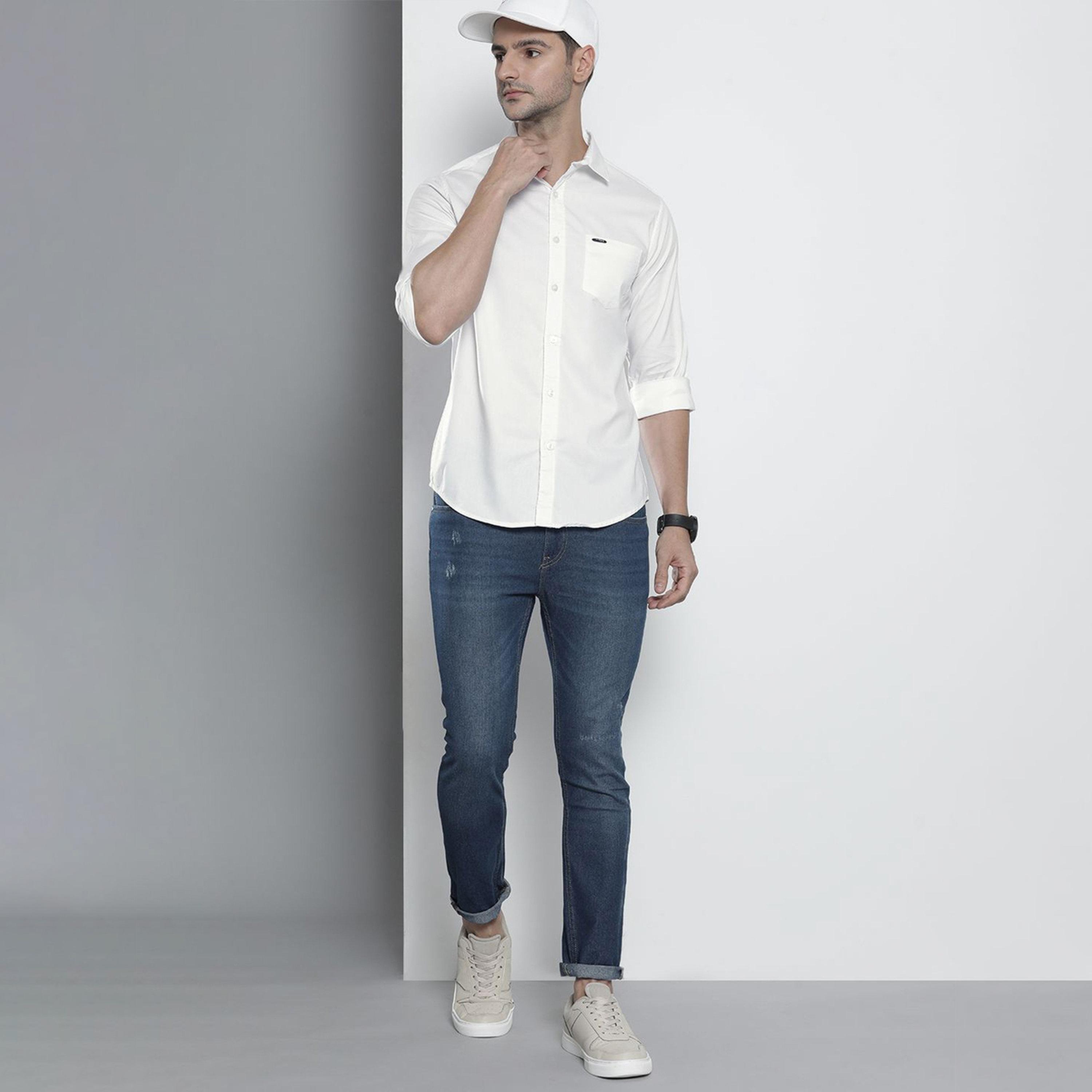 The Indian Garage Co X Styli Men White Cotton Slim Fit Shirt-men-clothing-shirts-image-2