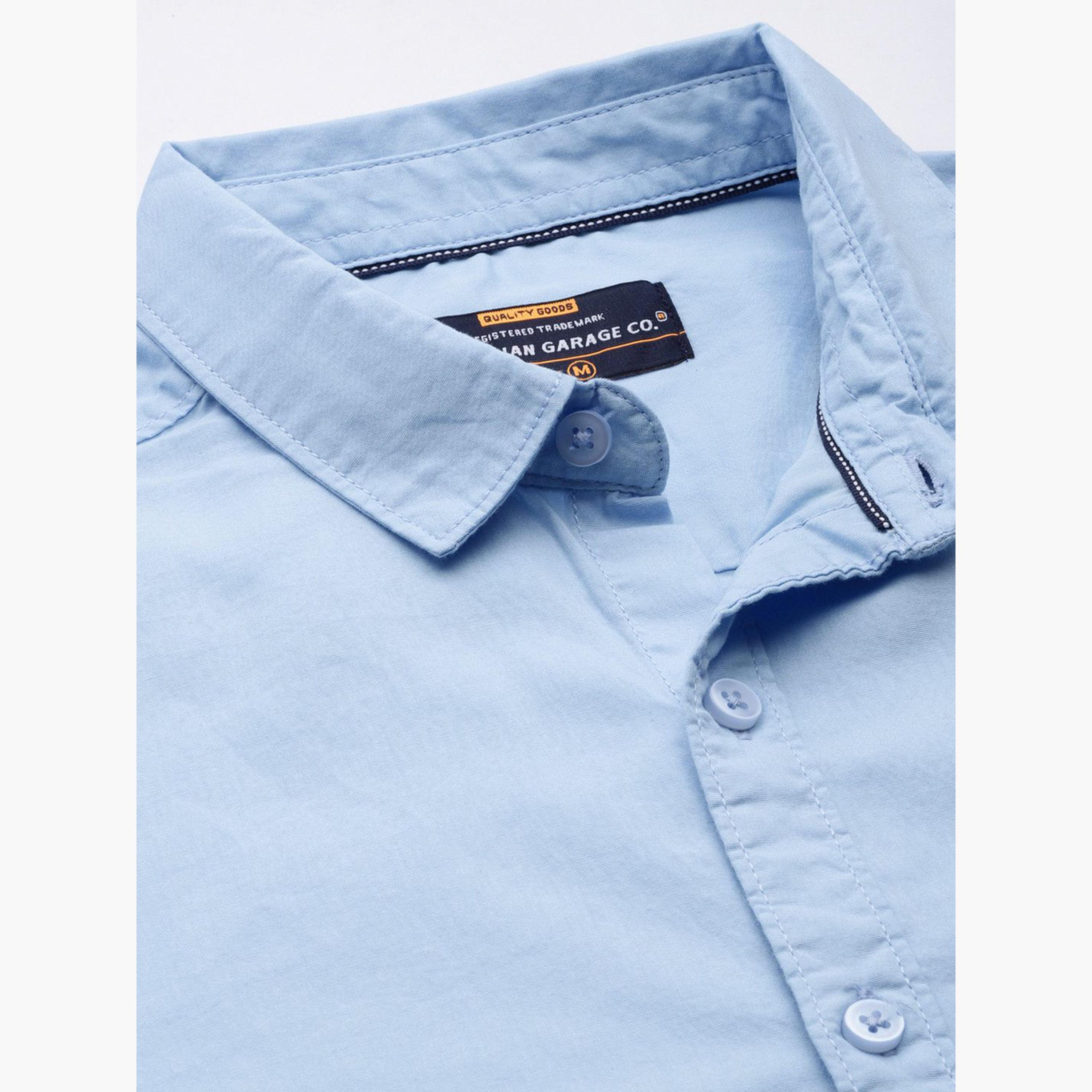ذا انديان كراج كو × ستايلي - قميص رجالي كاجوال سادة لون أزرق-men-clothing-shirts-image-5