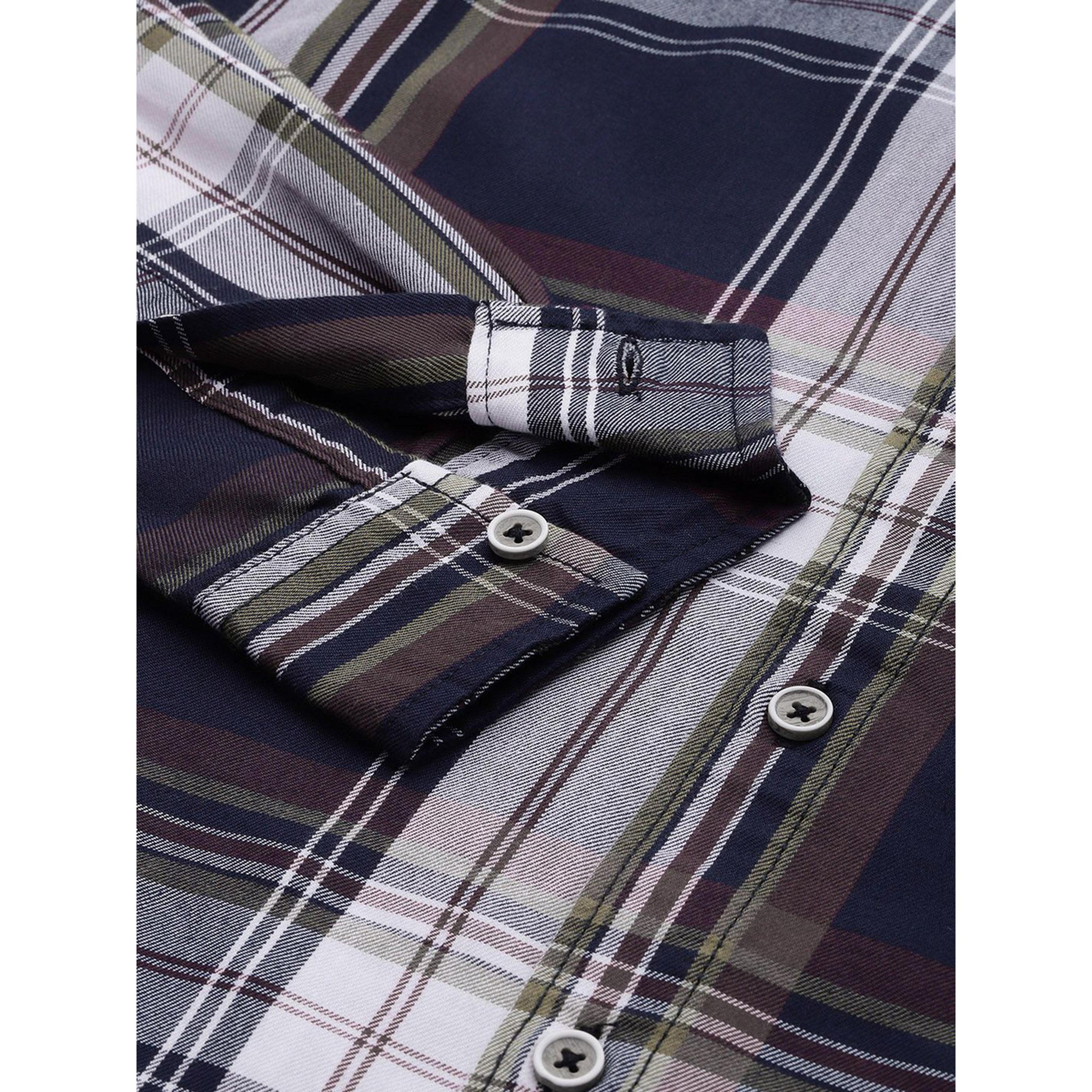 ذا انديان كراج كو × ستايلي - قميص رجالي كاجوال منقوش لون أزرق داكن-men-clothing-shirts-image-3