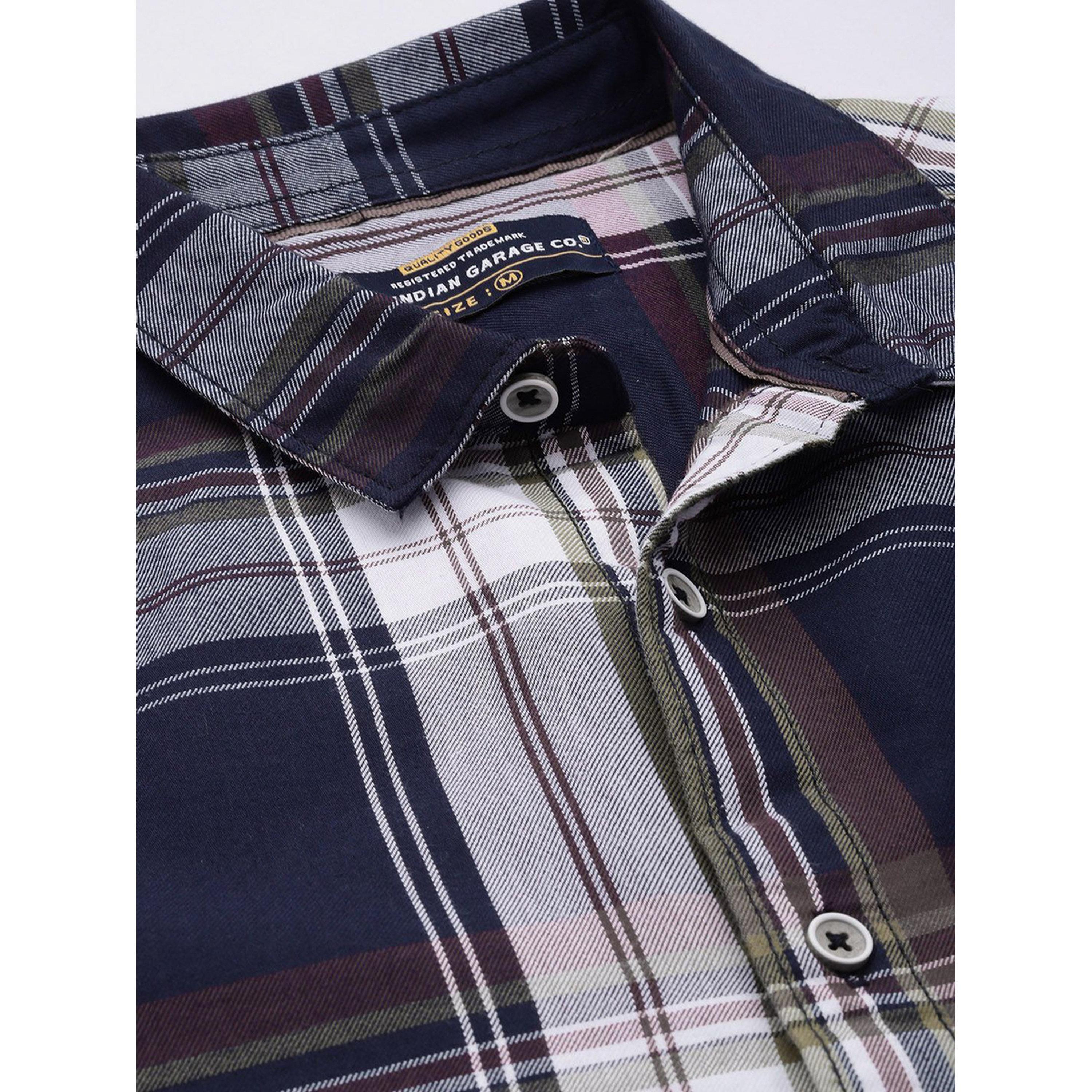 The Indian Garage Co X Styli Men Navy Blue Checked Casual Shirt-men-clothing-shirts-image-5