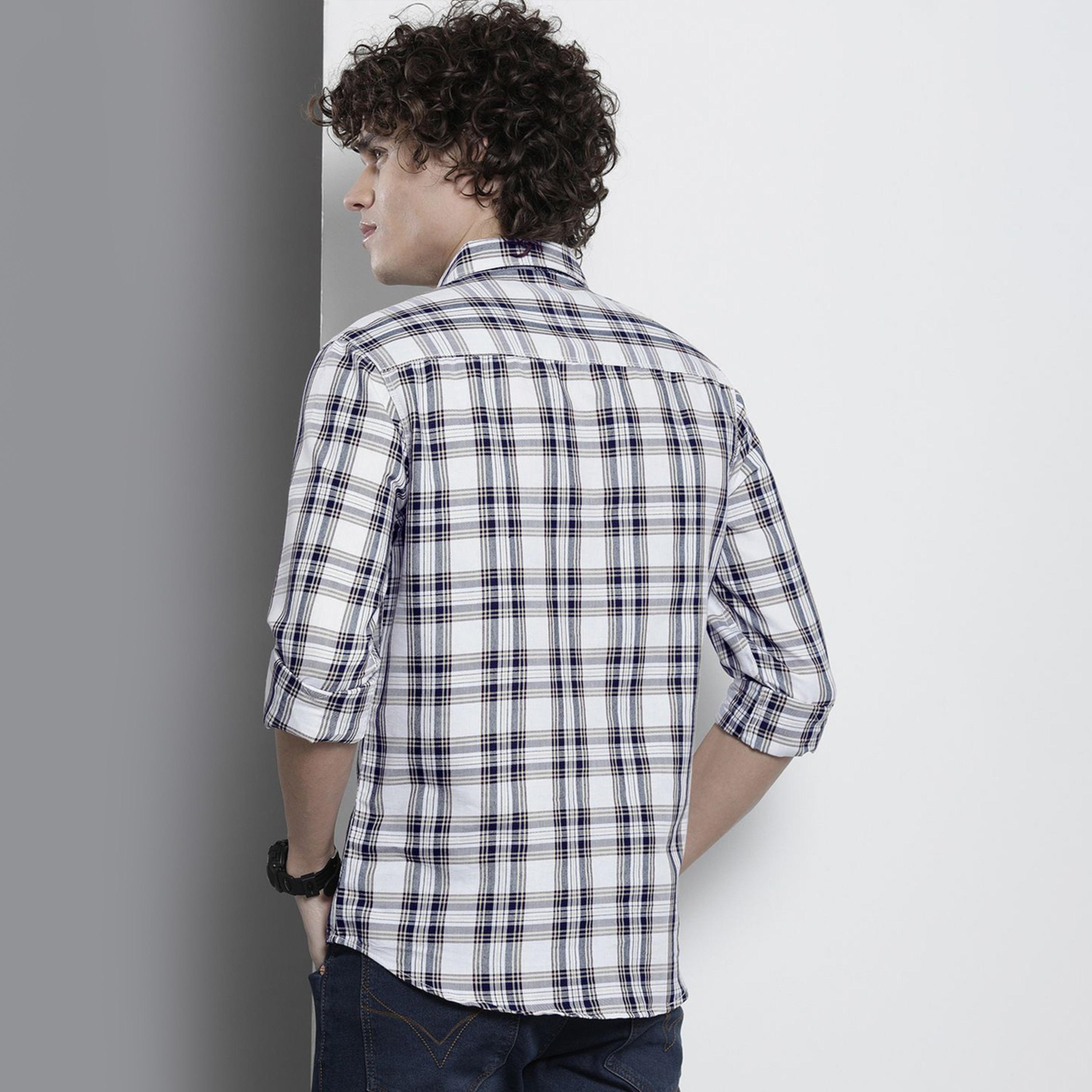 ذا انديان كراج كو × ستايلي - قميص رجالي منقوش لون أبيض-men-clothing-shirts-image-4