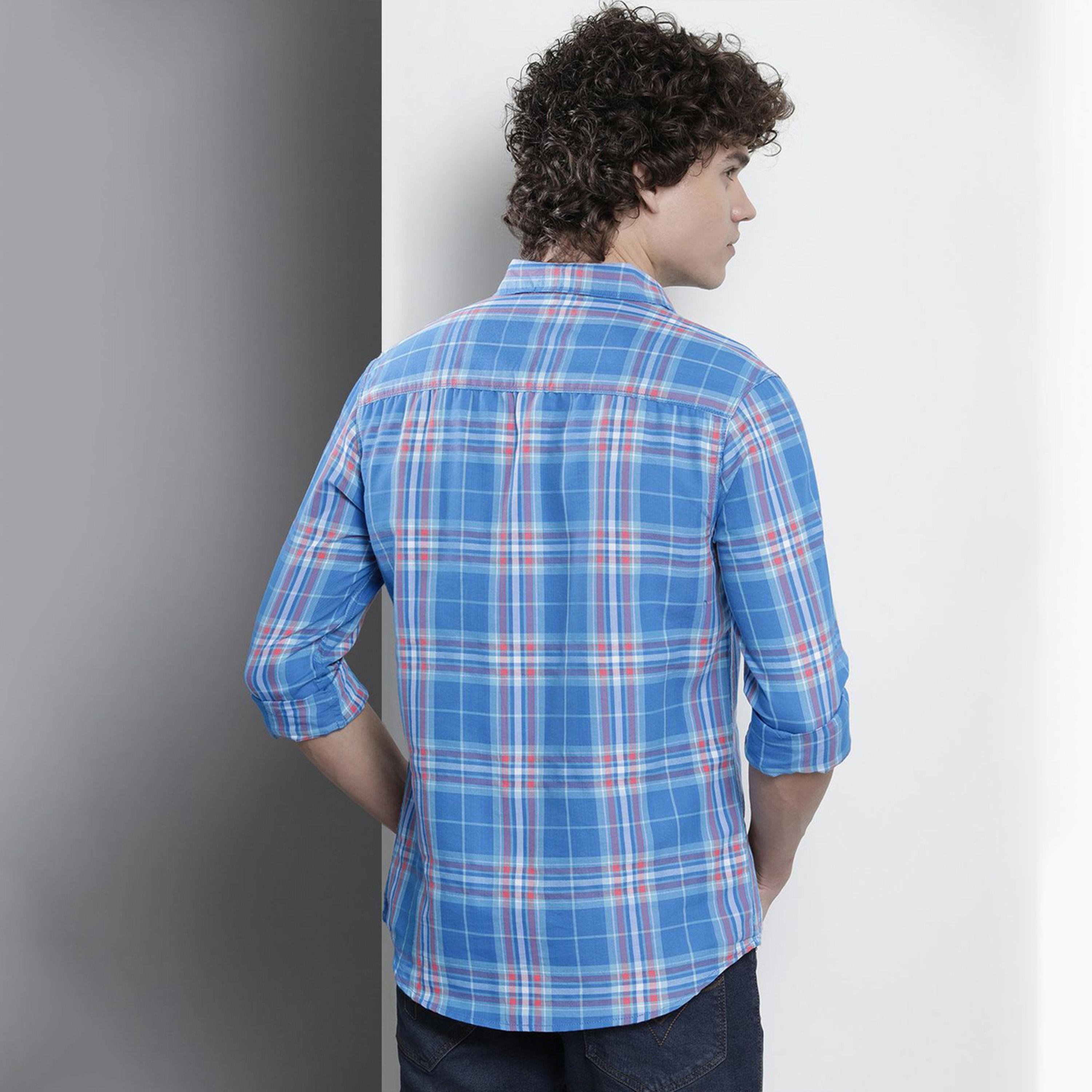 ذا انديان كراج كو × ستايلي - قميص رجالي كاجوال منقوش لون الأزرق-men-clothing-shirts-image-3