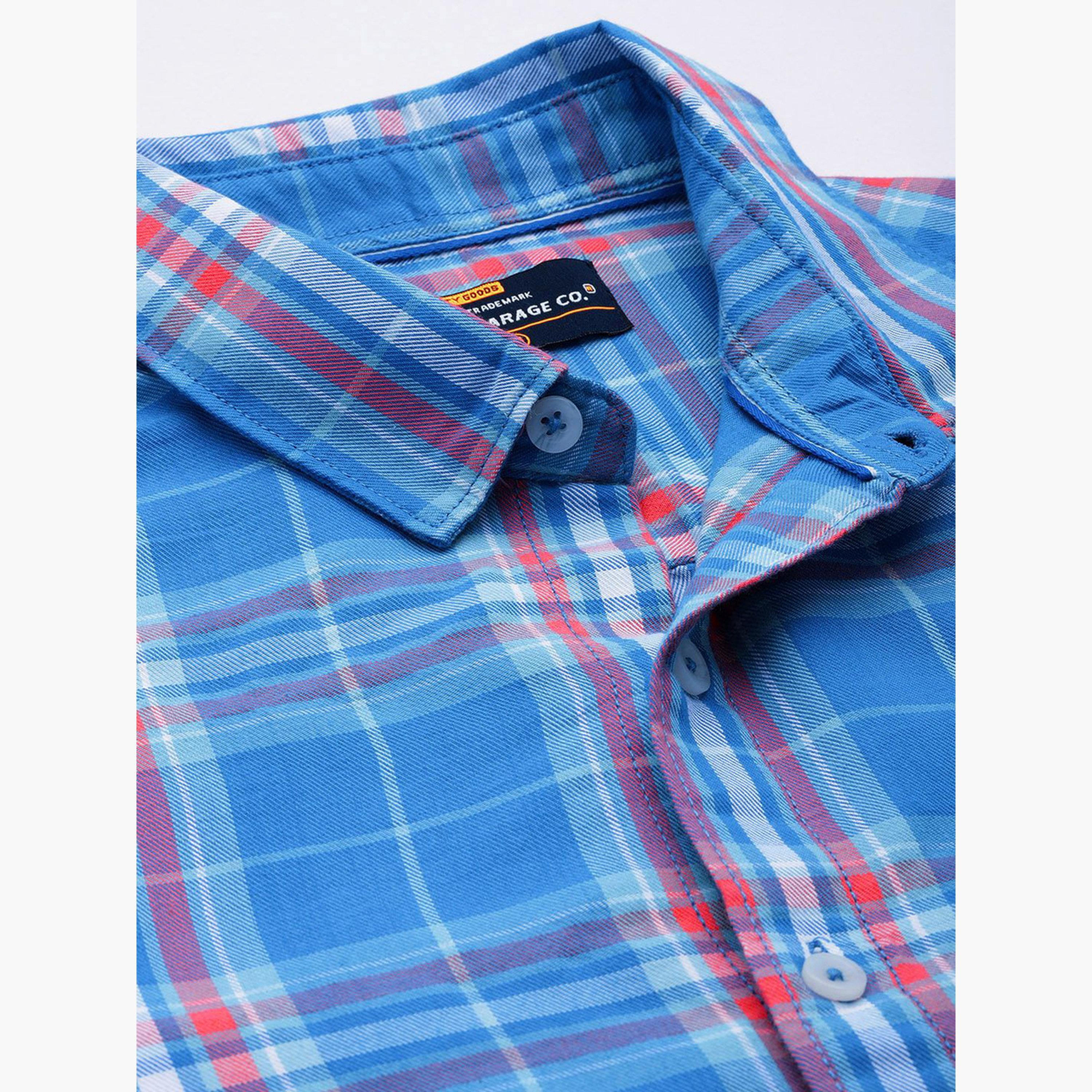 The Indian Garage Co X Styli Men Blue Plaid Casual Shirt-men-clothing-shirts-image-5