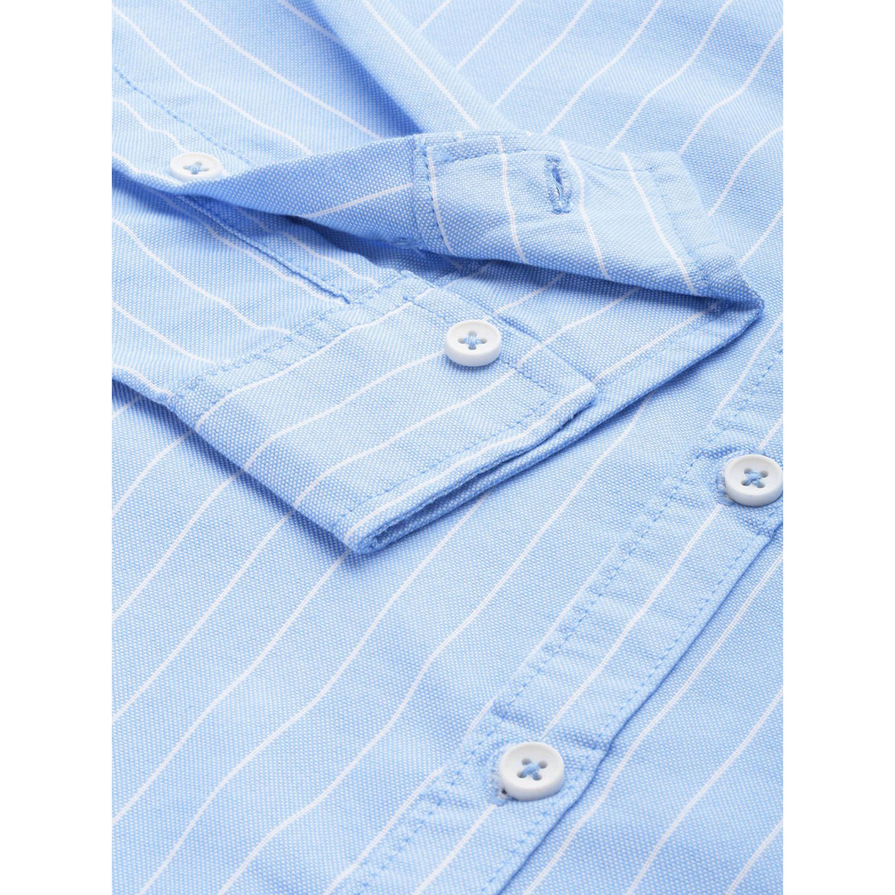 ذا انديان كراج كو × ستايلي - قميص رجالي مخطط لون أزرق بياقة واسعة-men-clothing-shirts-image-3