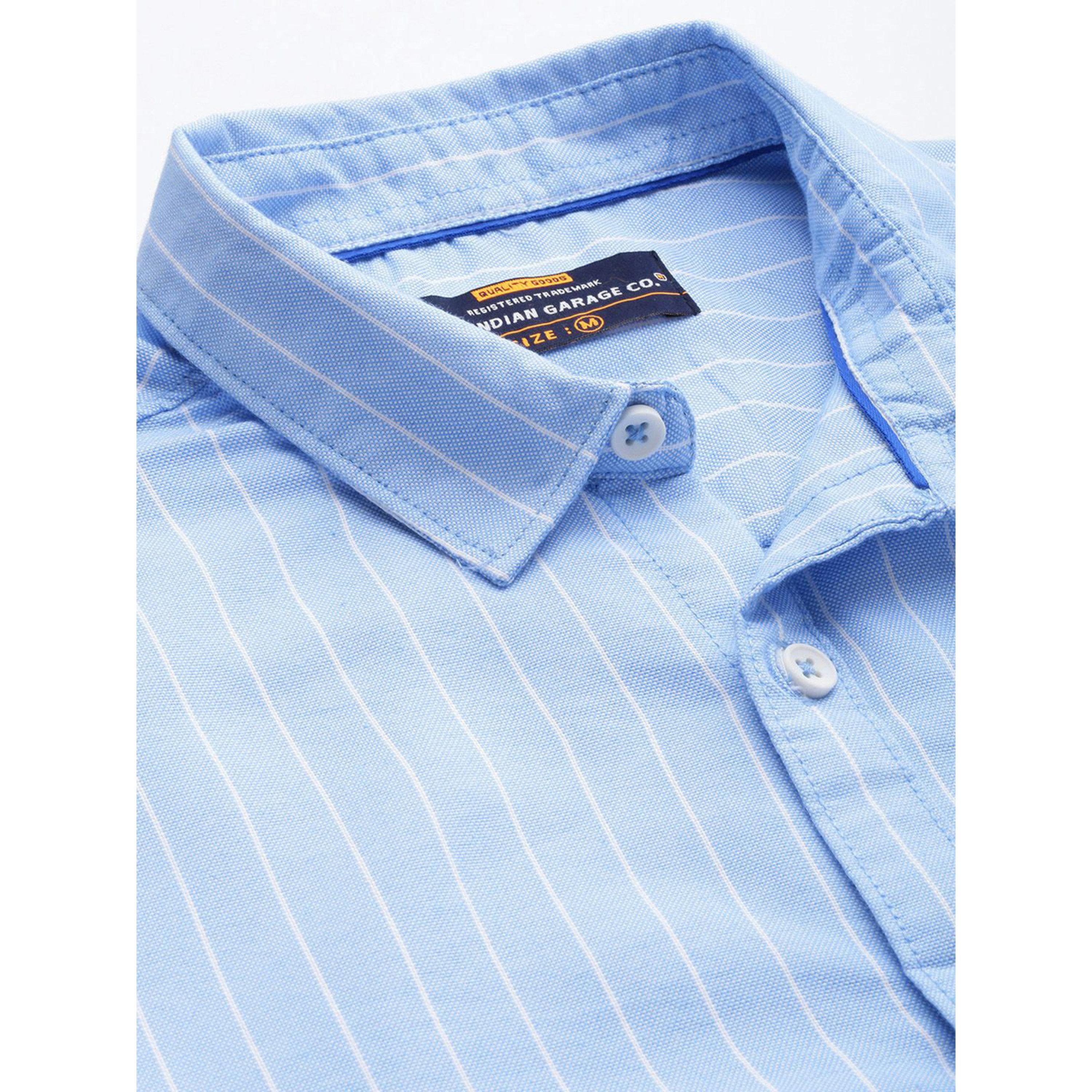 The Indian Garage Co X Styli Men Blue Striped Spread Collar Shirt-men-clothing-shirts-image-5